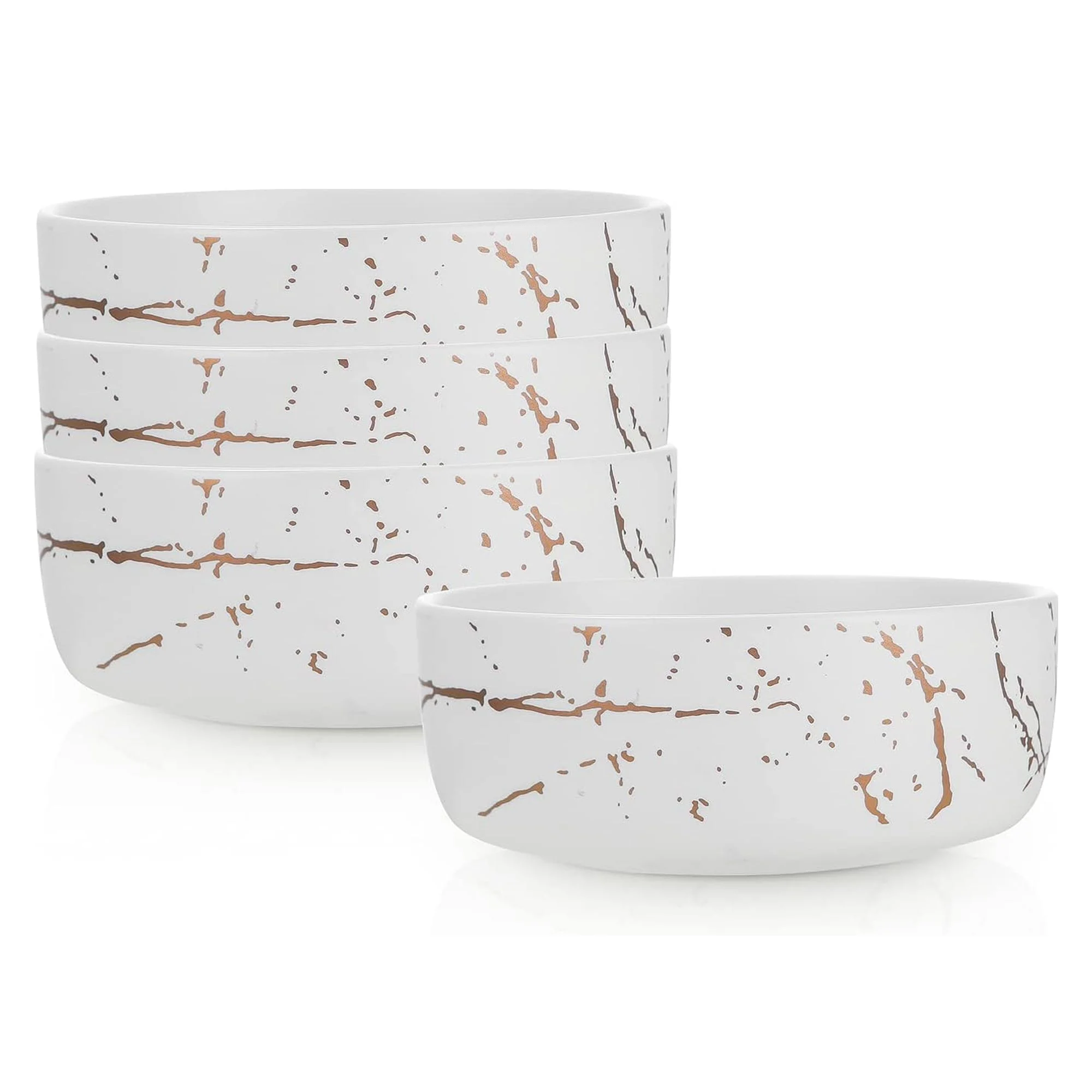 Stone Lain Zora Porcelain 4 Piece Bowl Set, Soup or Salad Serving Dishes, White