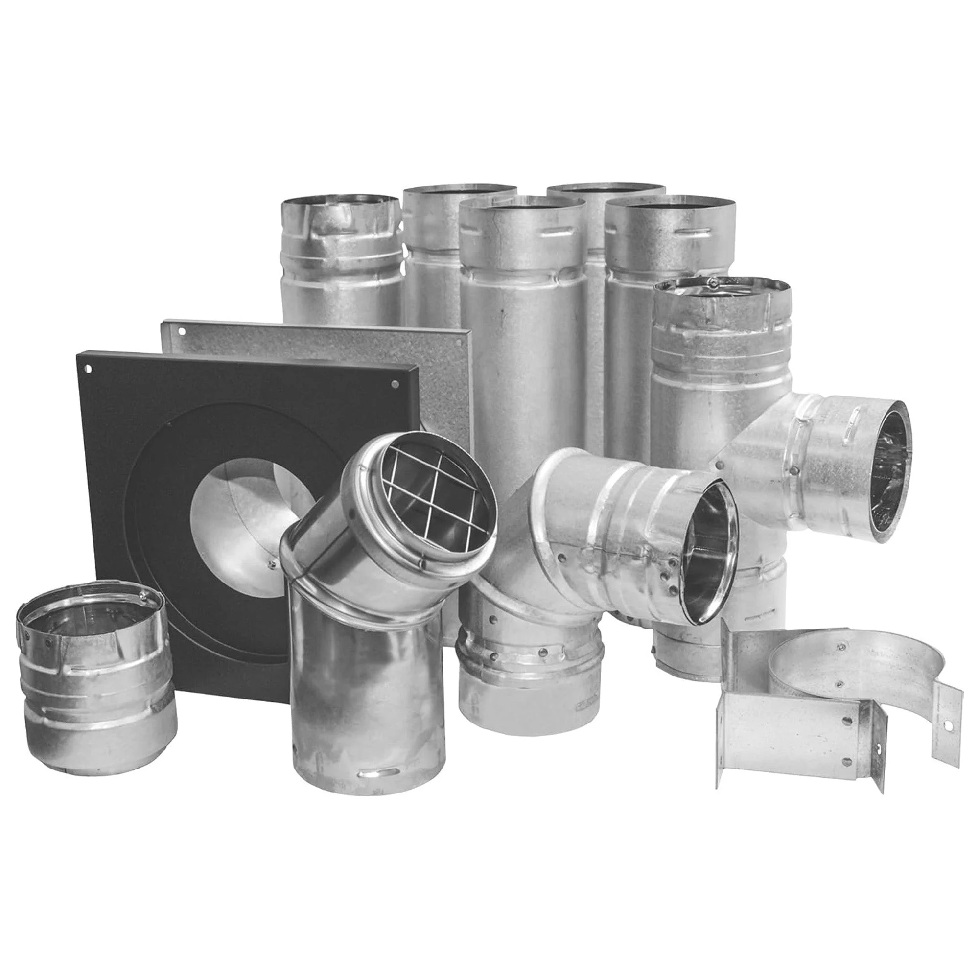 DuraVent PelletVent 3" Stainless Steel Horizontal Venting 10-Piece Kit, Grey