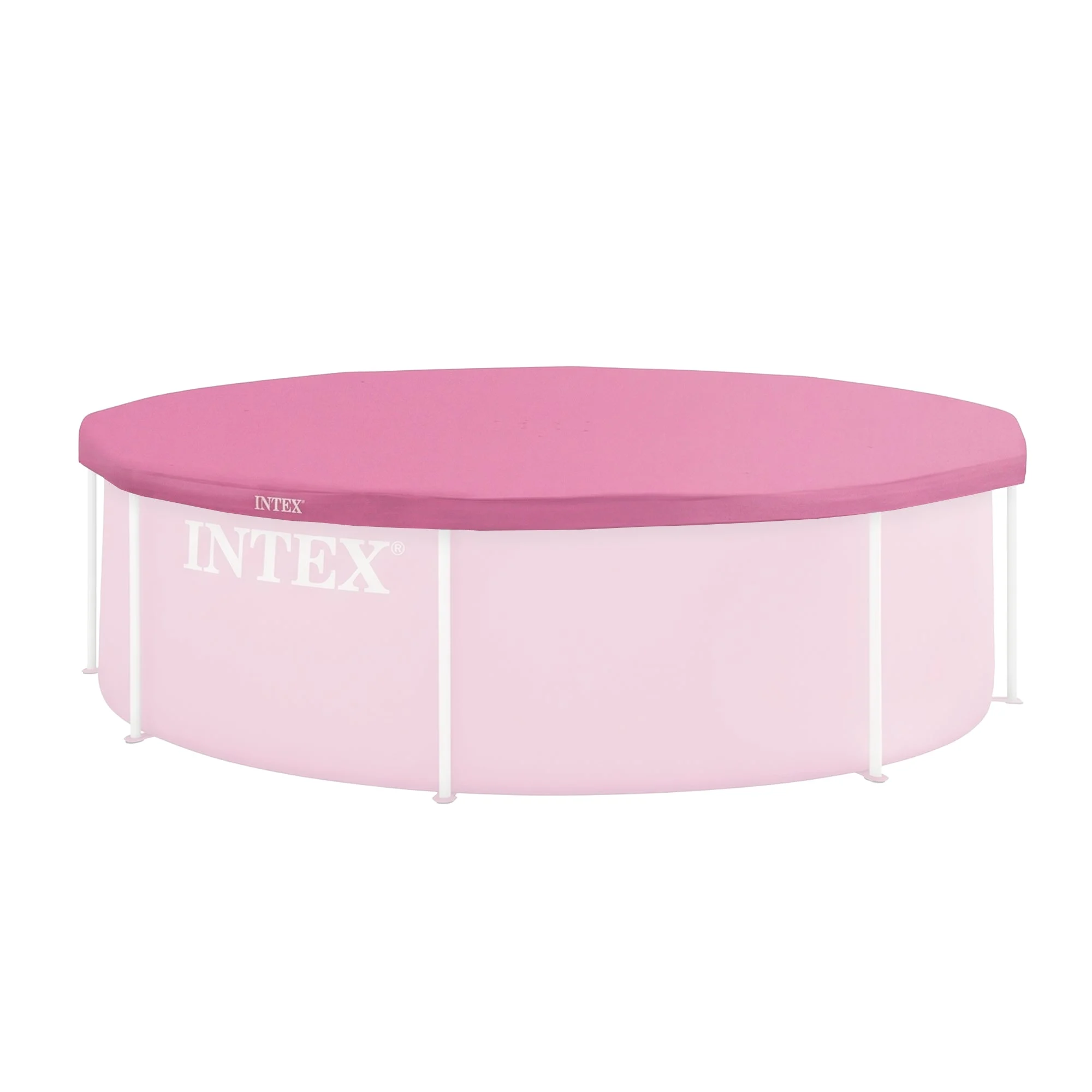INTEX 8 Foot Round Metal Frame Outdoor Backyard Swimming Pool Debris Cover, Pink