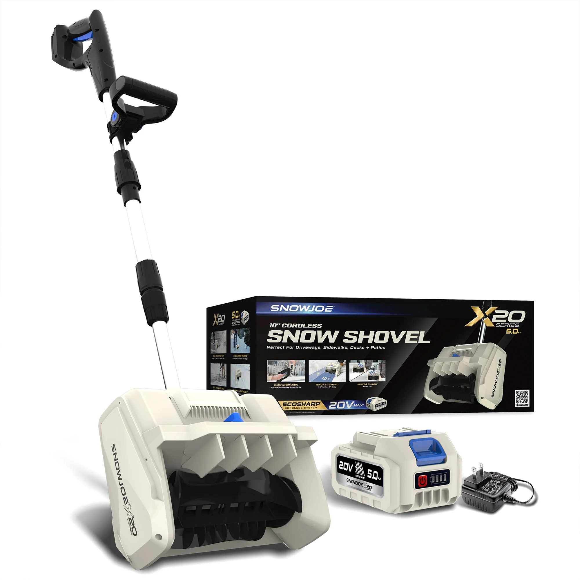 Snow Joe Cordless Snow Shovel Kit with 10" Wide x 5" Deep Snow Cut, X20-SNOW-5A