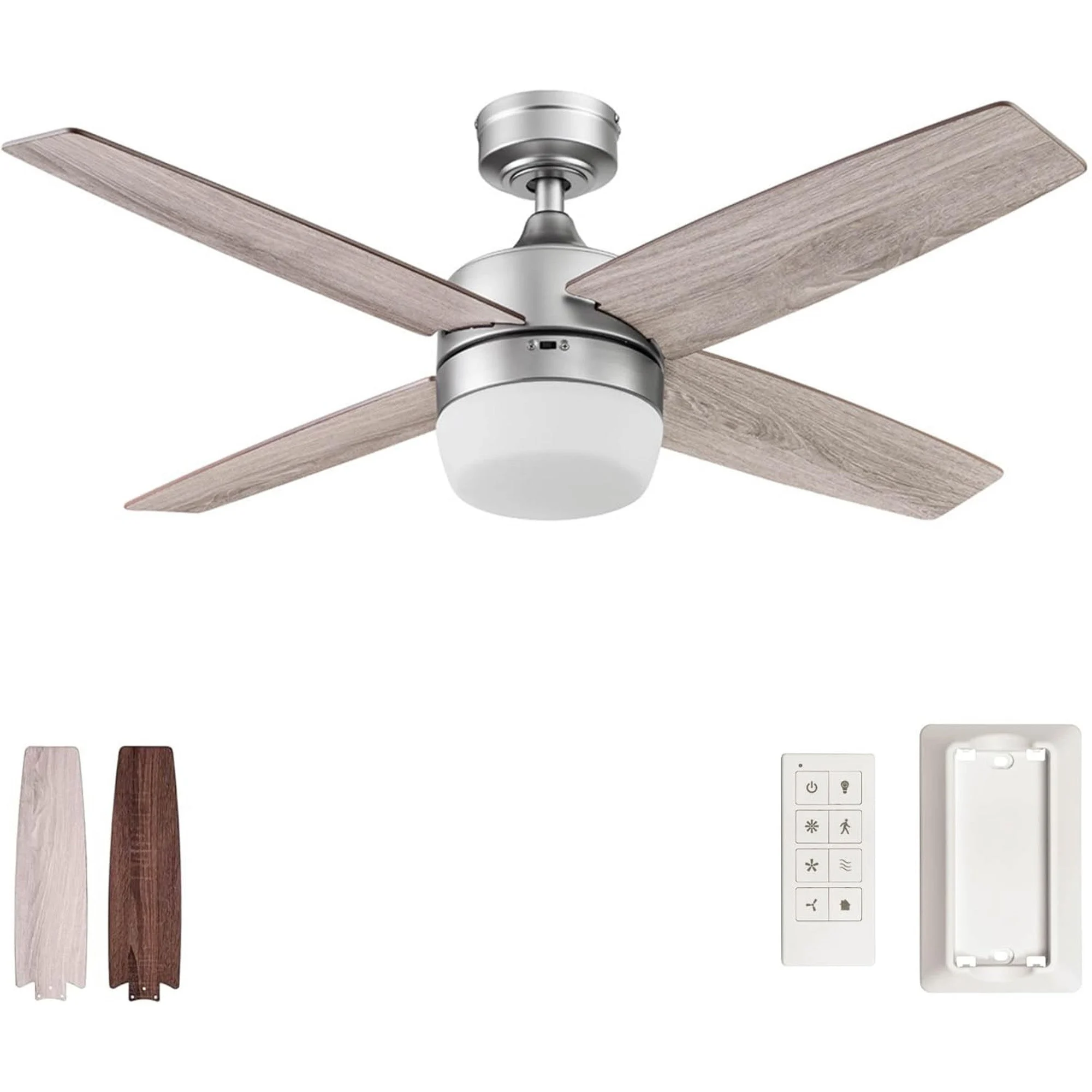 Prominence Home Atlas 44" Indoor LED Ceiling Fan with Light and Remote, Pewter