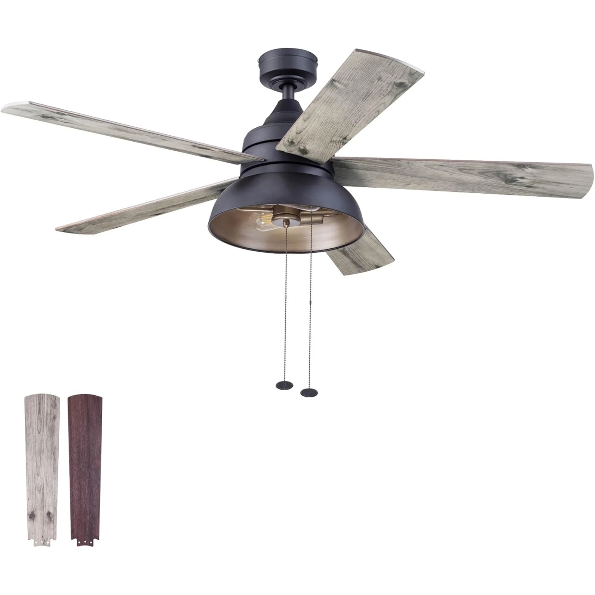 Prominence Home Brightondale 52" Industrial Ceiling Fan with Light, Matte Black