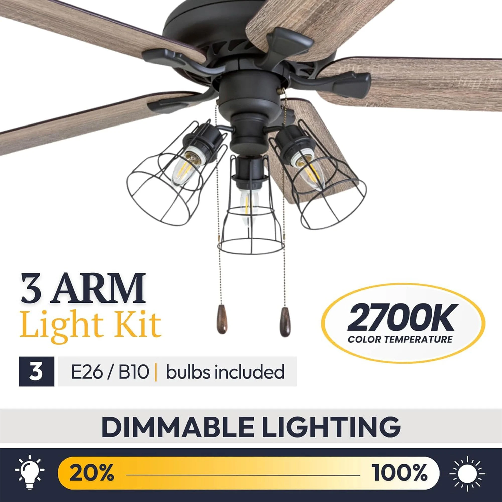Prominence Home Lincoln Woods 52" Ceiling Fan with Pull Chain & Remote, Bronze