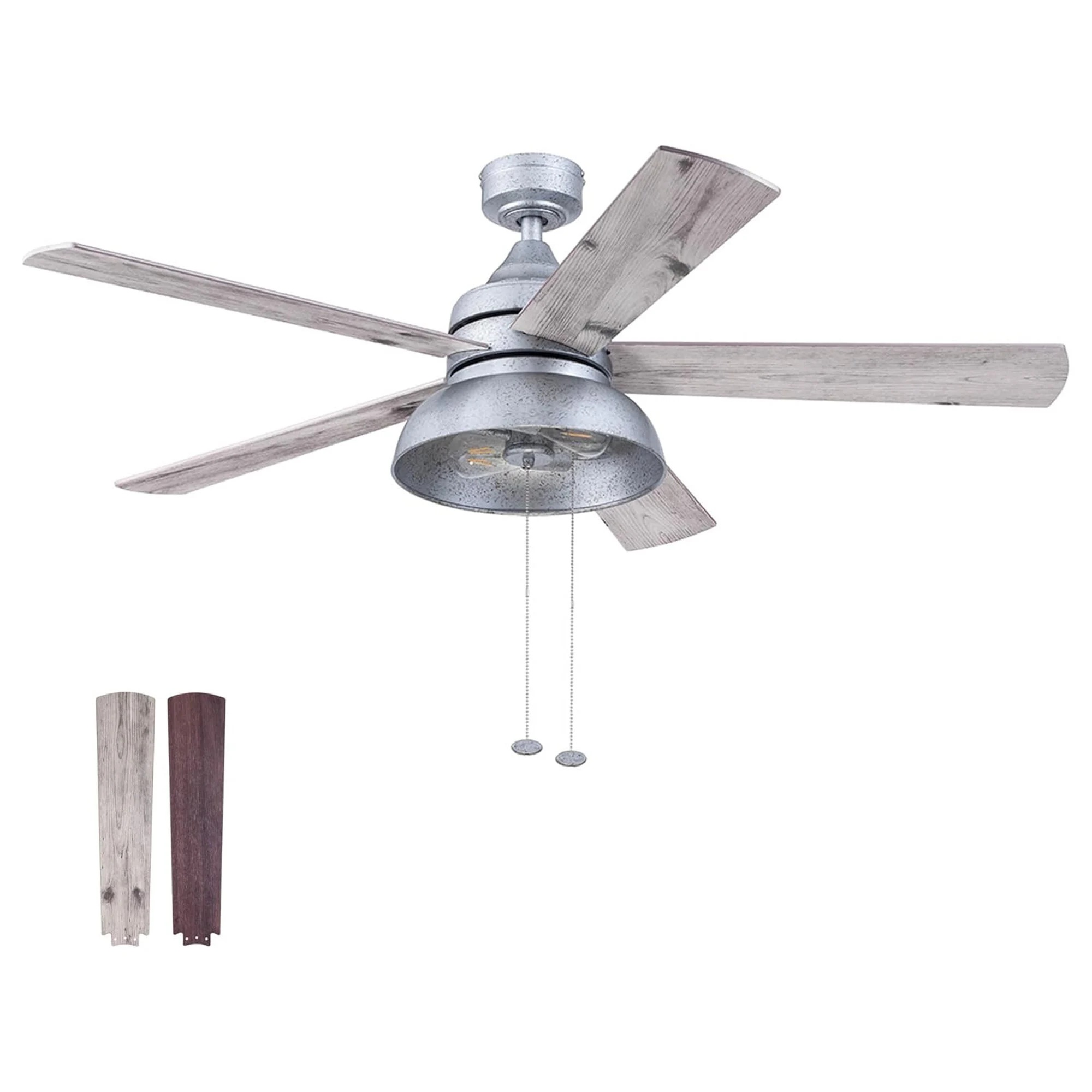 Prominence Home Brightondale 52 Inch Industrial Ceiling Fan w/ Light, Galvanized
