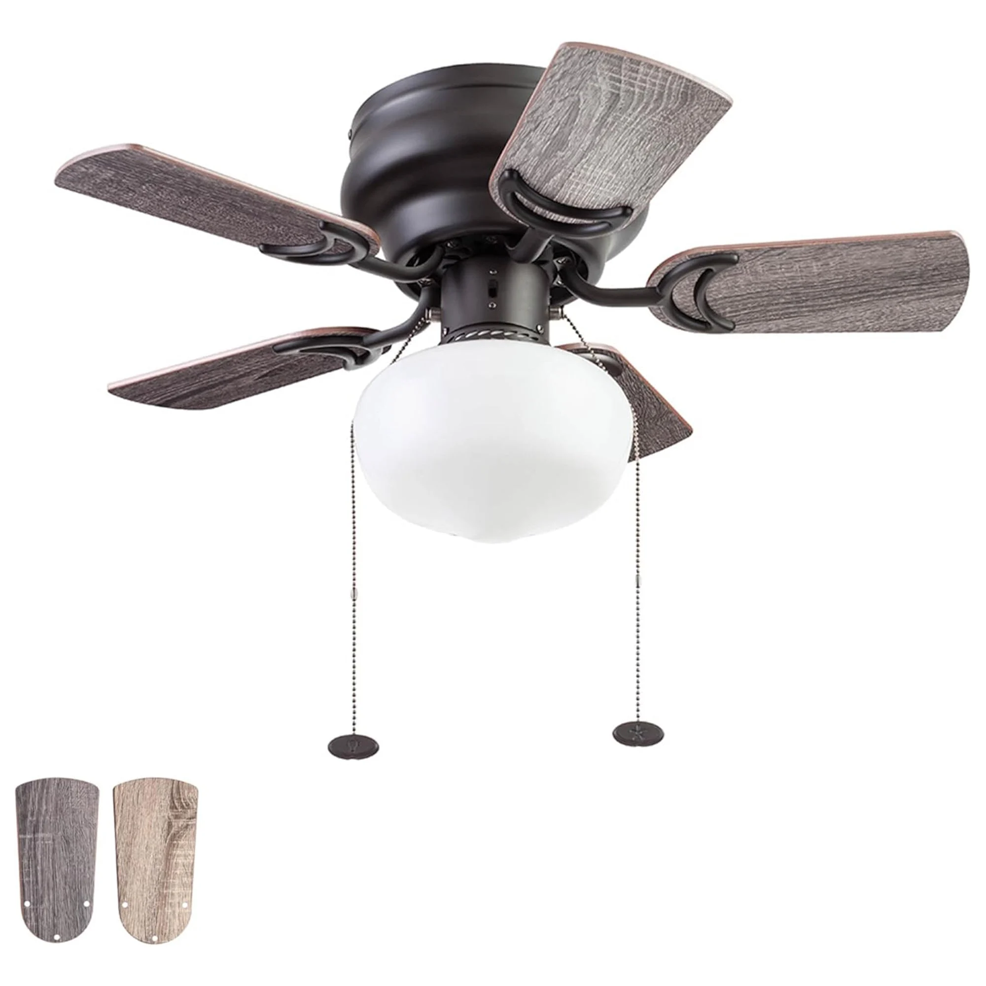 Prominence Home Hero 28 Inch Flush Mount LED Ceiling Fan with Light, Bronze