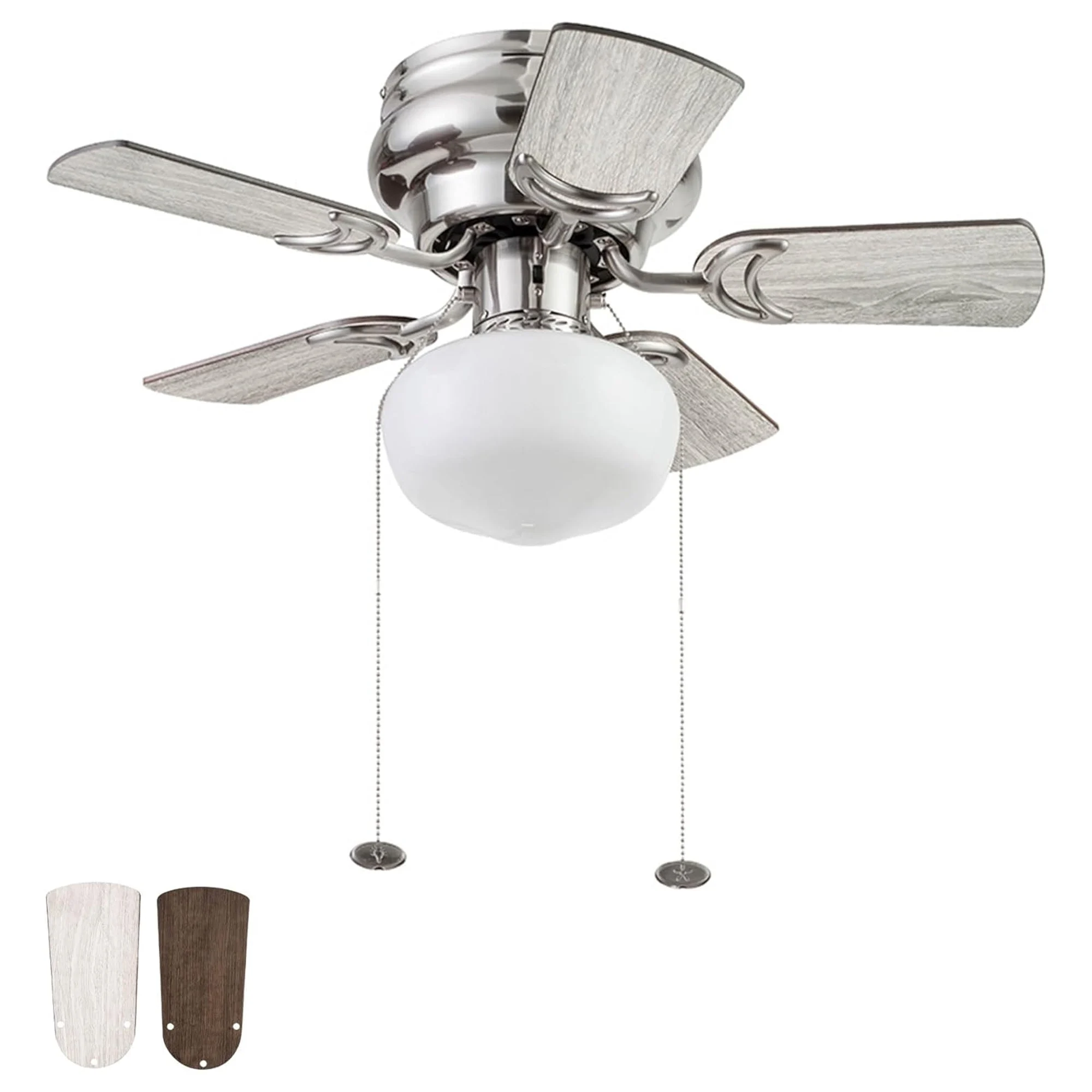Prominence Home Hero 28 Inch Flush Mount LED Ceiling Fan, Brushed Nickel