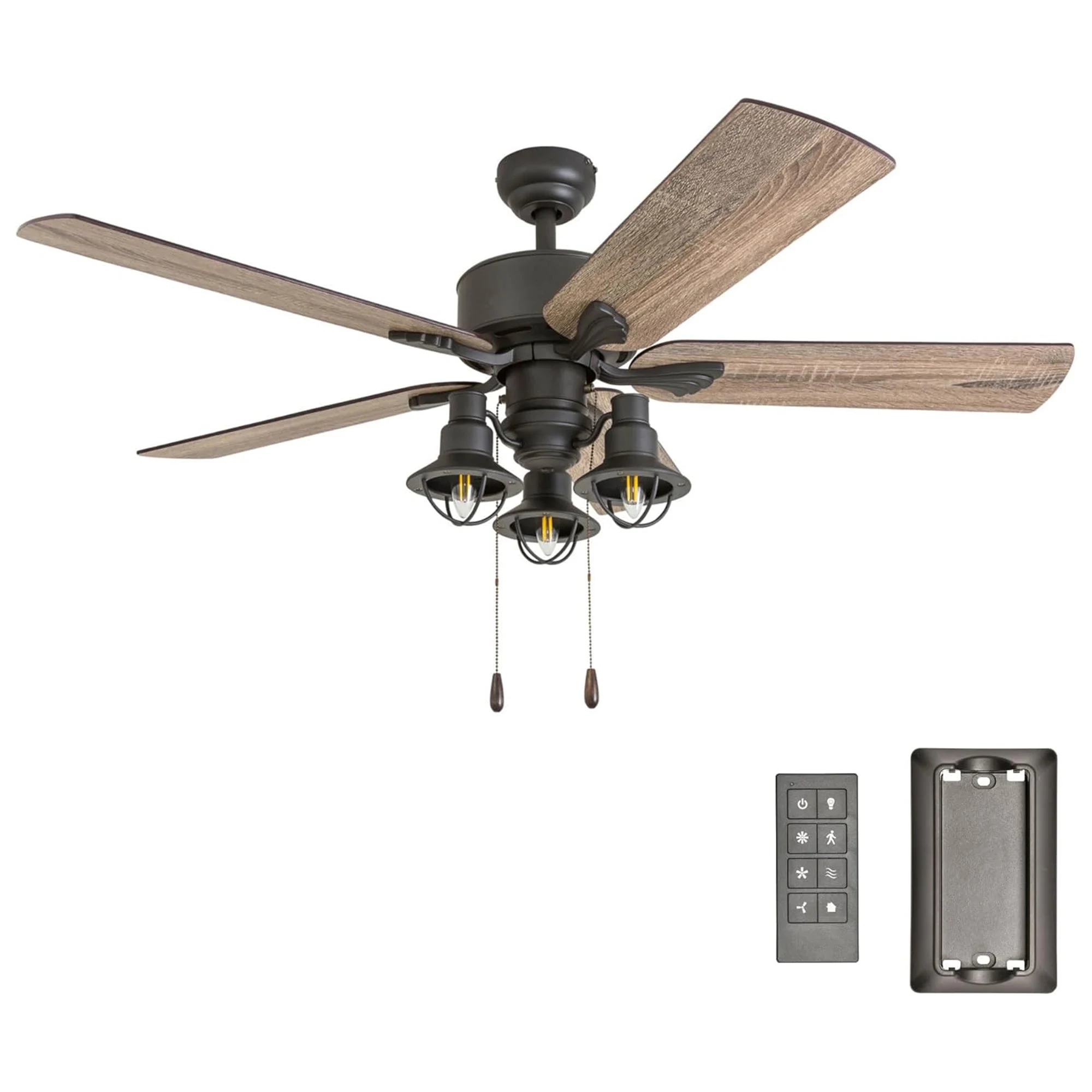 Prominence Home Sivan Farmhouse LED Ceiling Fan, Light & Remote, 52", Bronze