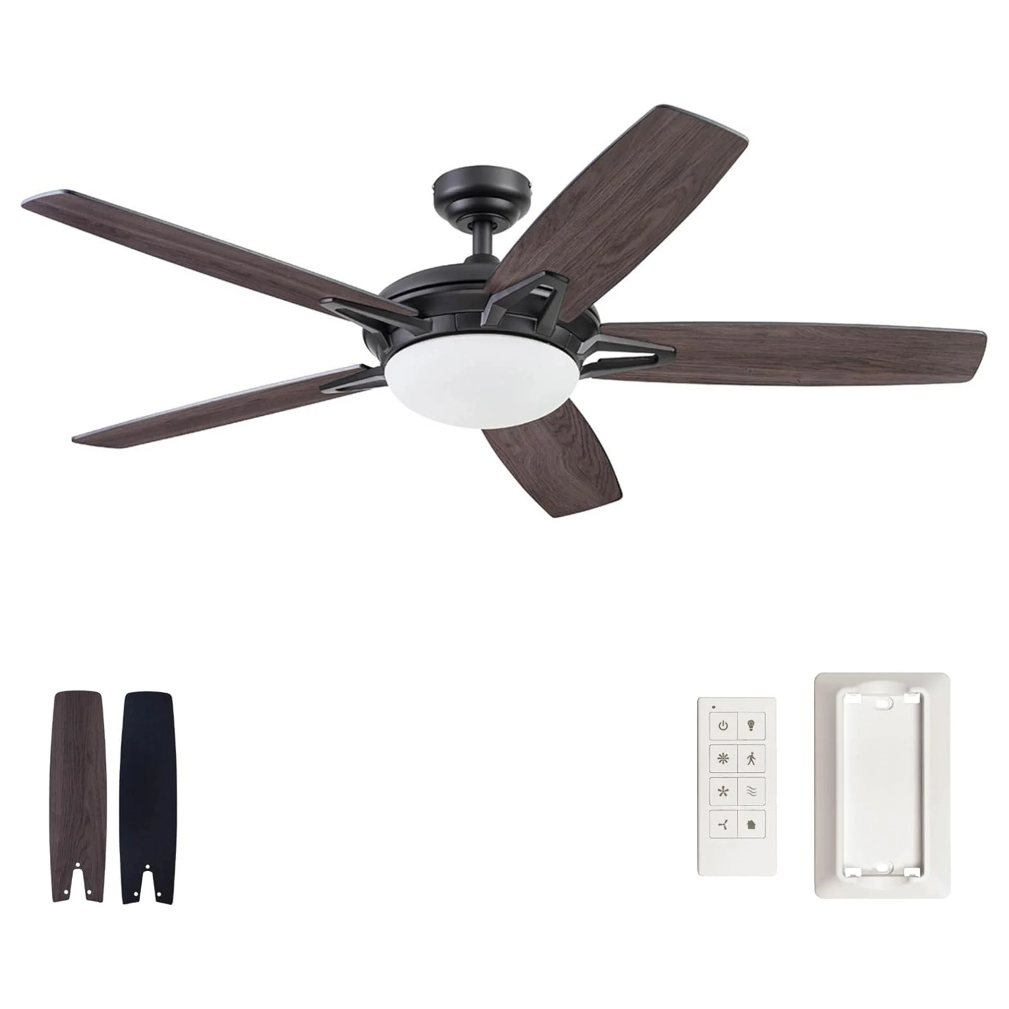 Prominence Home Clancy 52 Inch Indoor LED Ceiling Fan with Remote, Matte Black