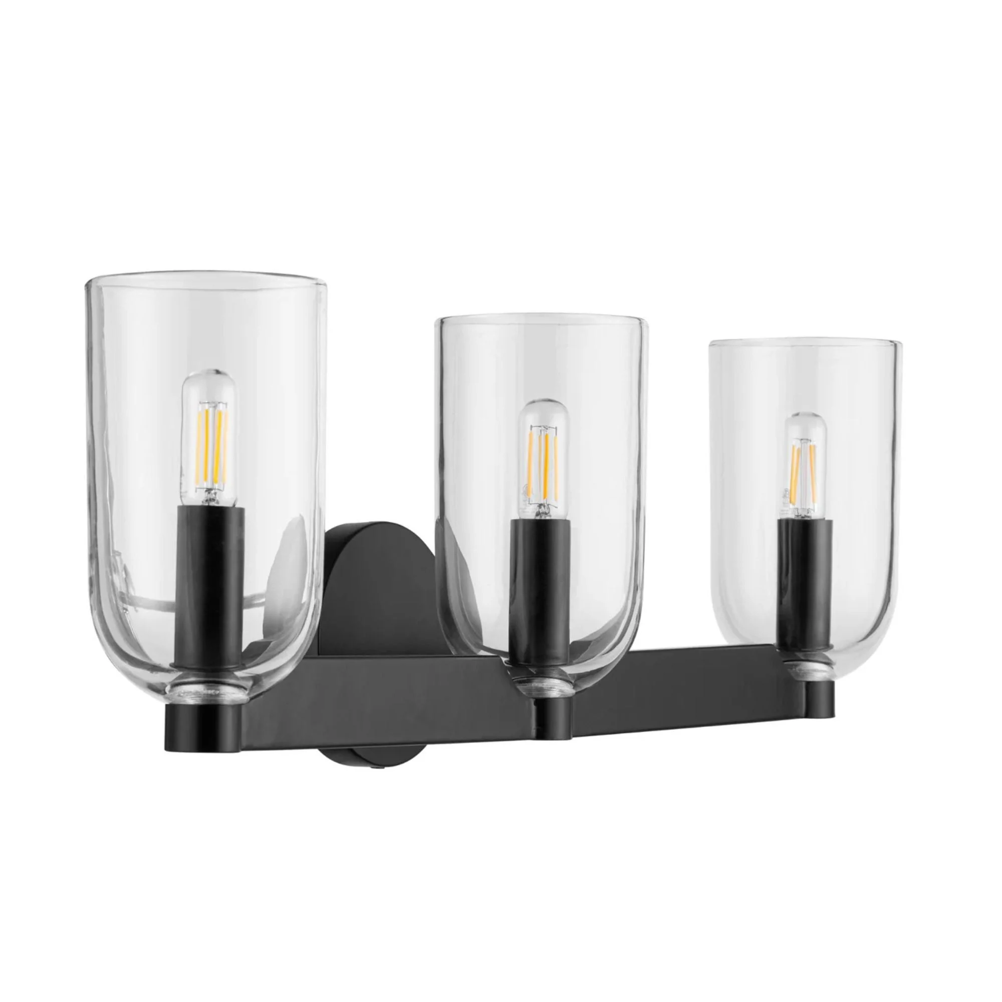 Prominence Home Hansley 3 Light Vanity Light, Damp Rated with Clear Glass, Black
