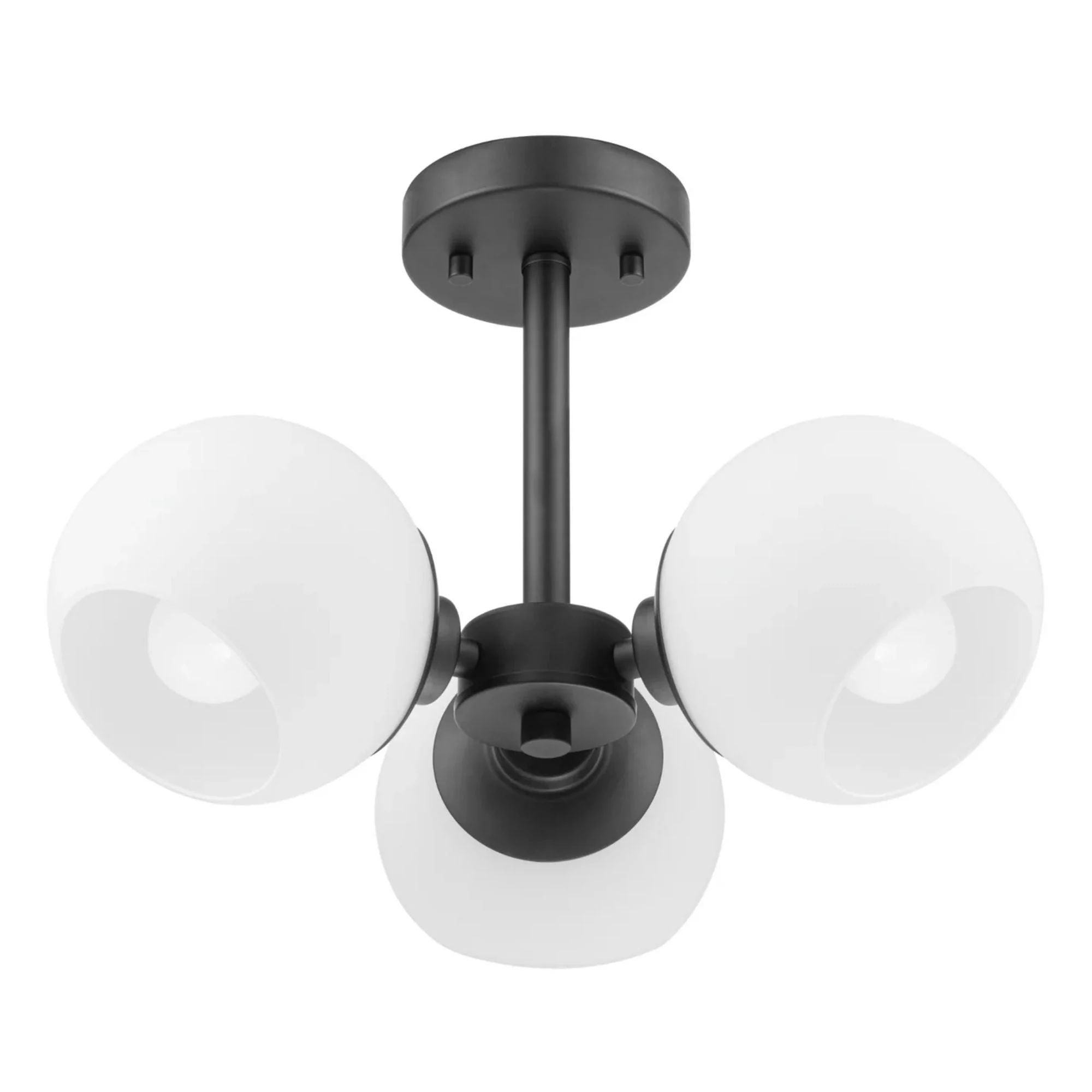 Prominence Home Stoll Semi-Flush 3-Light Chandelier with Opal Glass, Matte Black