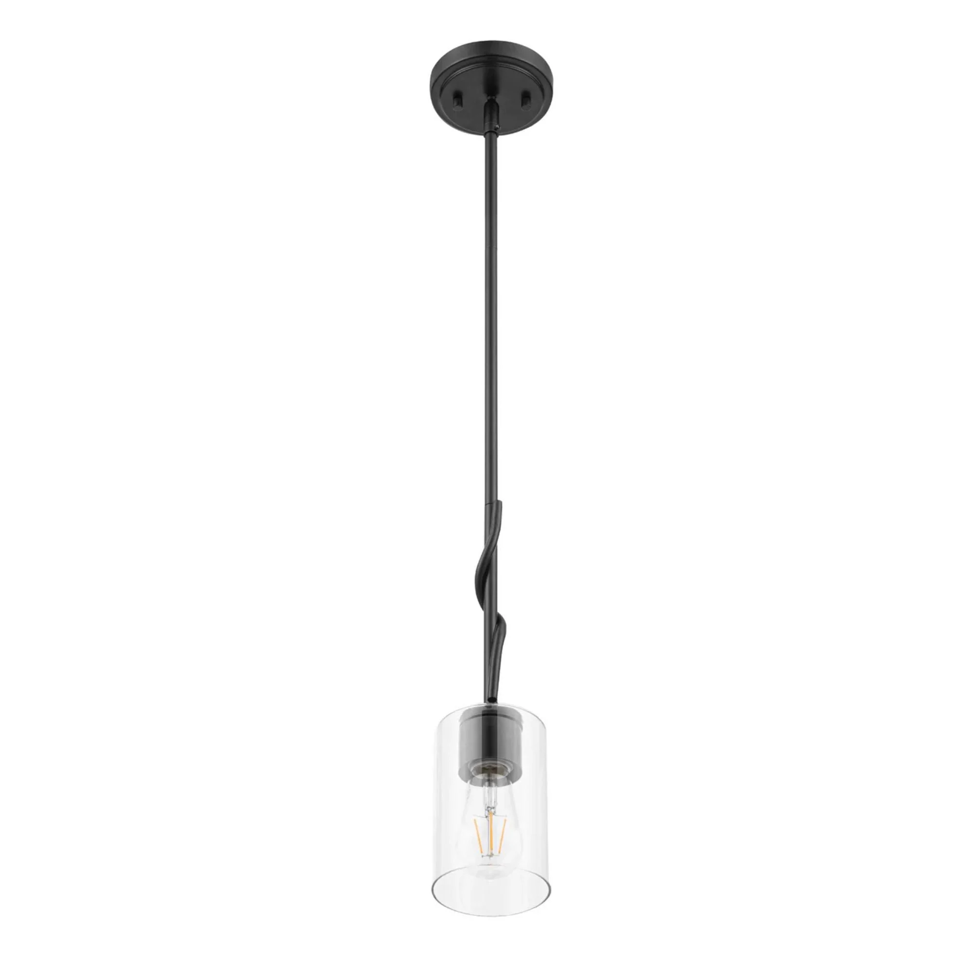 Prominence Home Lantier 1-Light Mini Pendant with Clear Glass, Matte Black