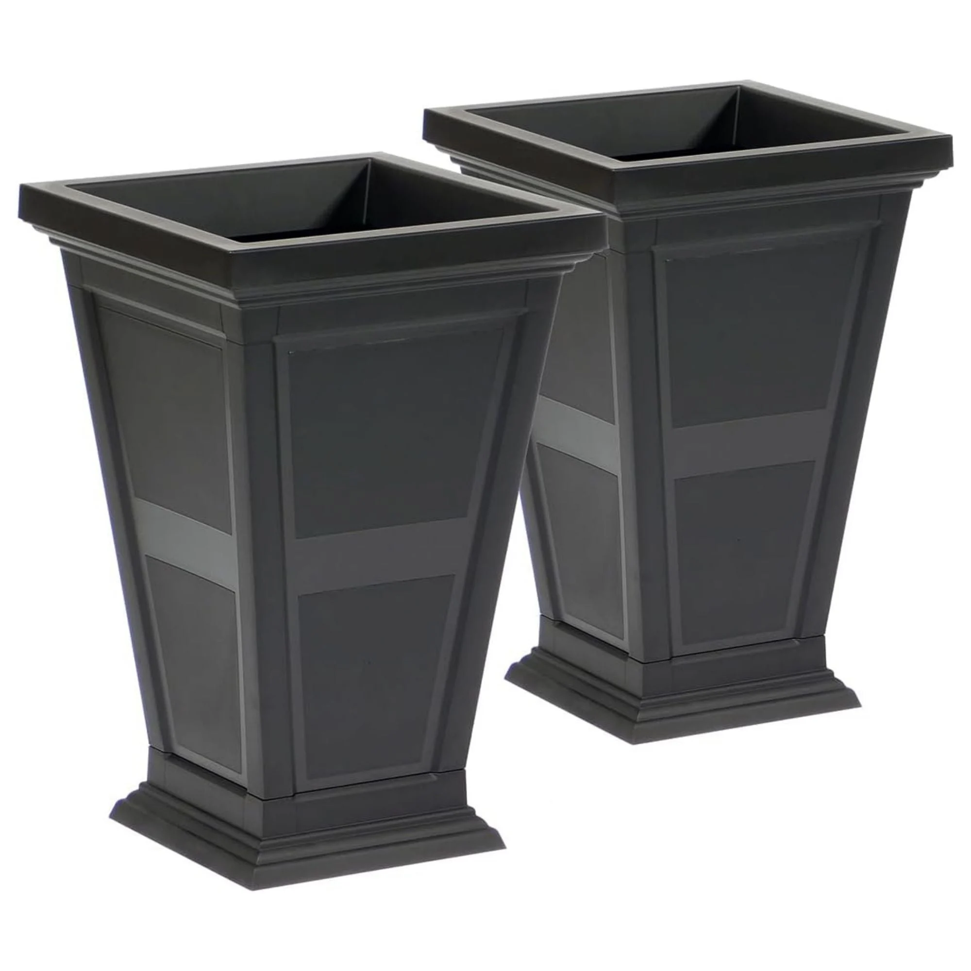 FCMP Outdoor Modemmo Self-Watering Planter, Chelsea Pattern, Black, Set of 2