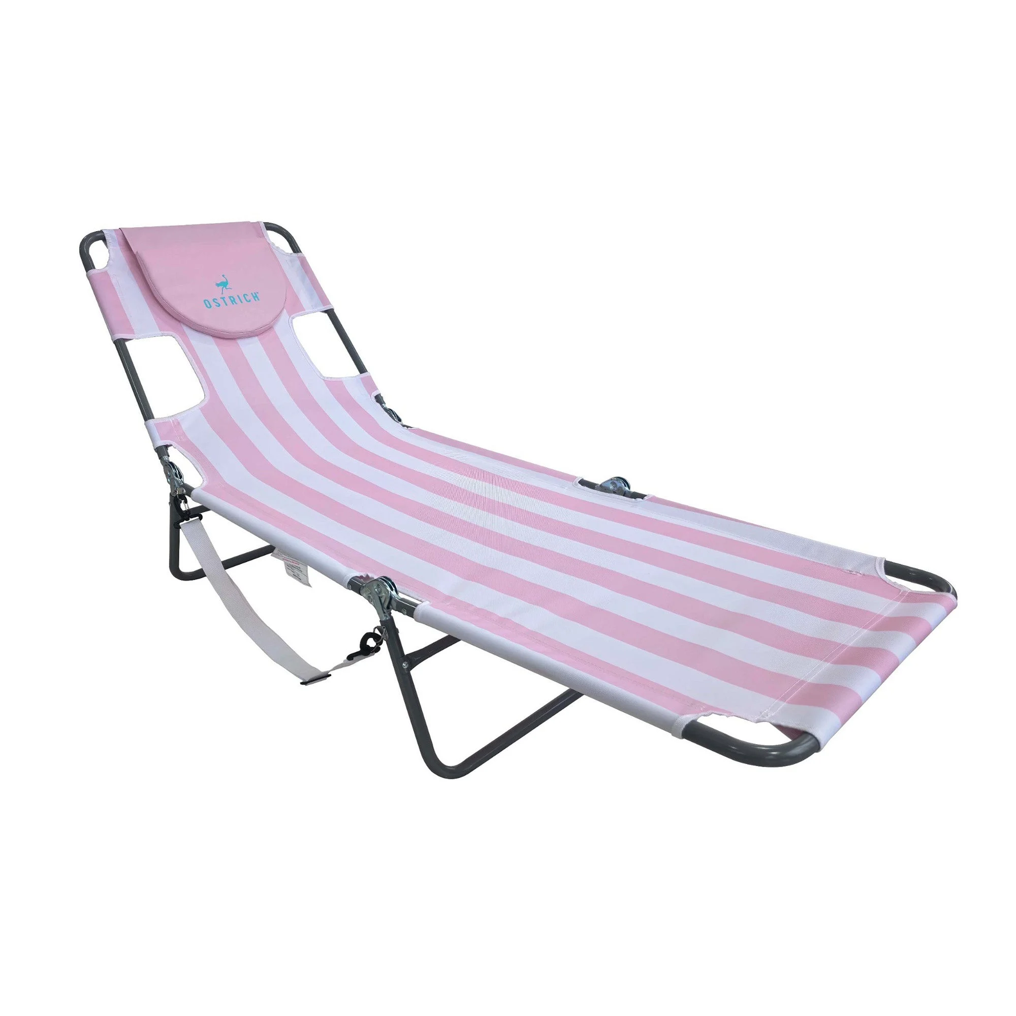 Ostrich The Original Chaise Lounge,Facedown Beach Pool Tanning Chair Pink Stripe