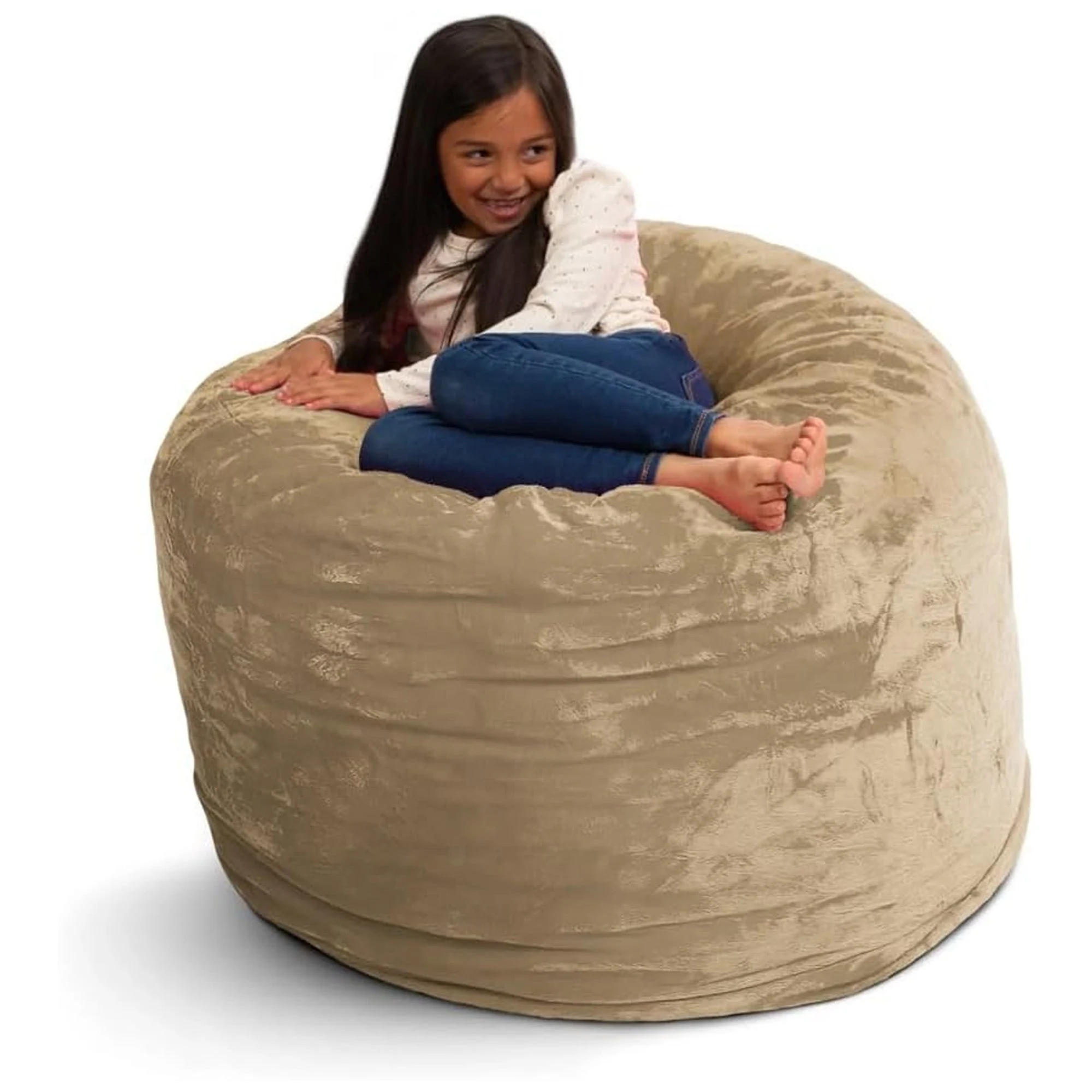 Ultimate Sack 3 ft Bean Bag Chair, Oversized Indoor Comfy Lounger, Camel Fur