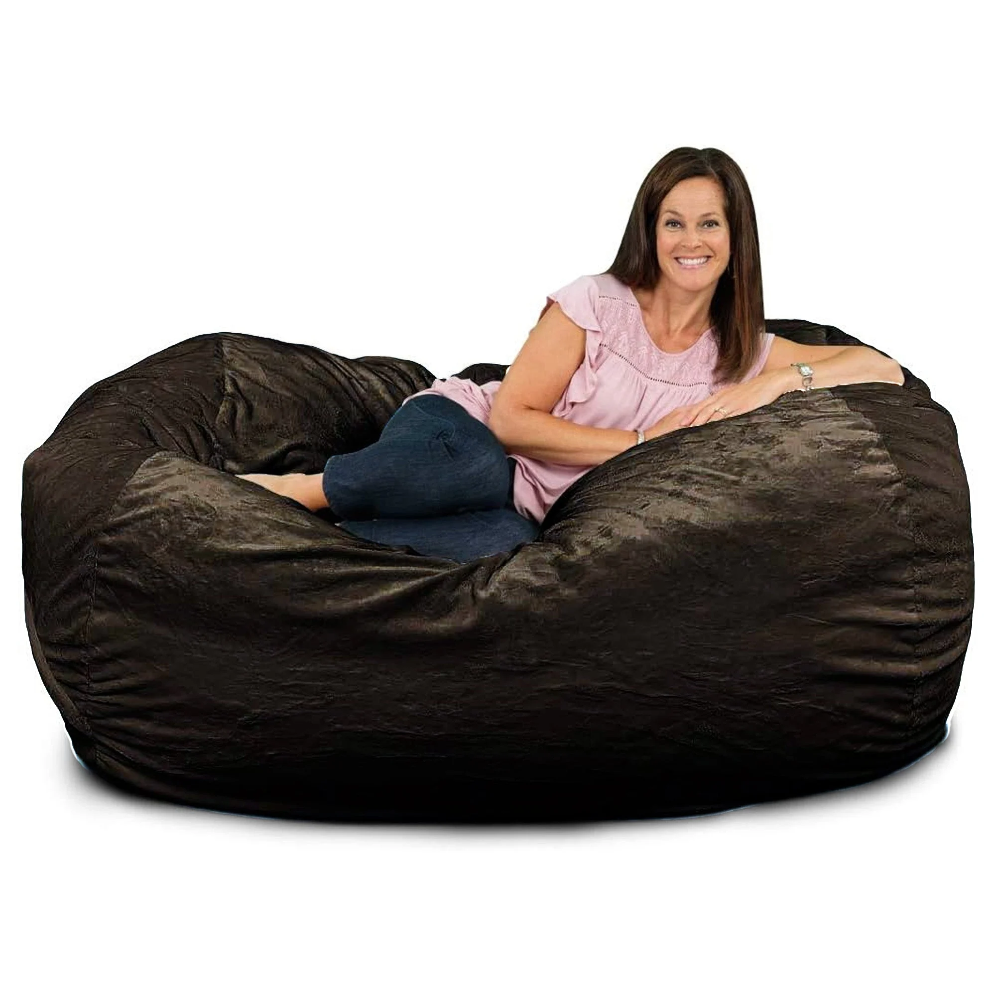 Ultimate Sack Lounger Bean Bag Chair Oversized Indoor Comfy Loveseat, Brown Fur