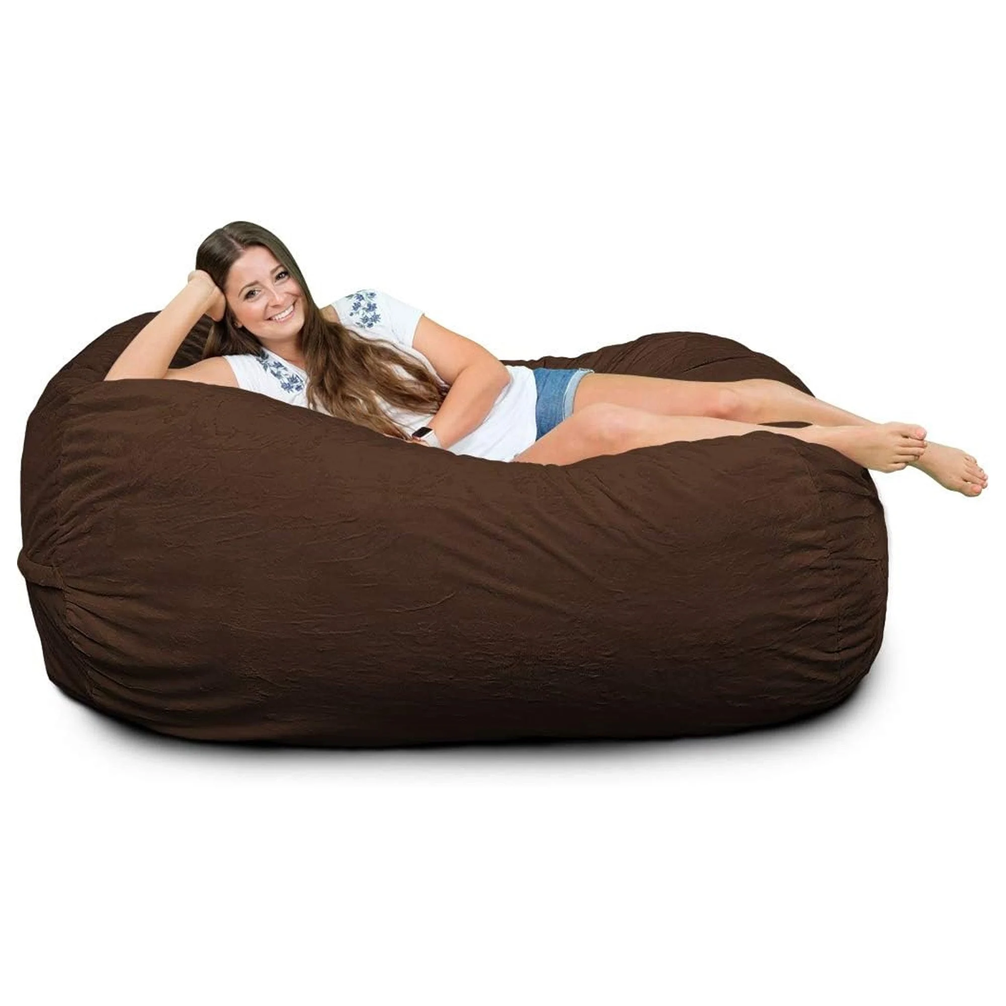 Ultimate Sack Lounger Bean Bag Chair Oversized Comfy Loveseat, Brown Suede