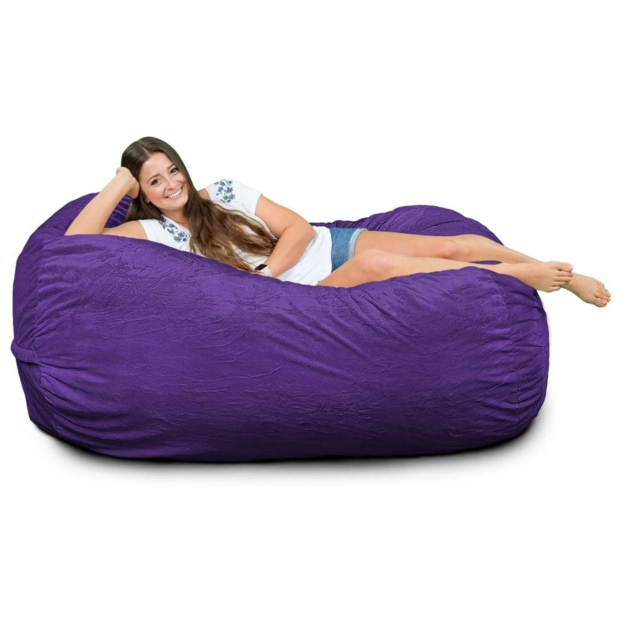Ultimate Sack Lounger Bean Bag Chair Oversized Comfy Loveseat, Purple Suede