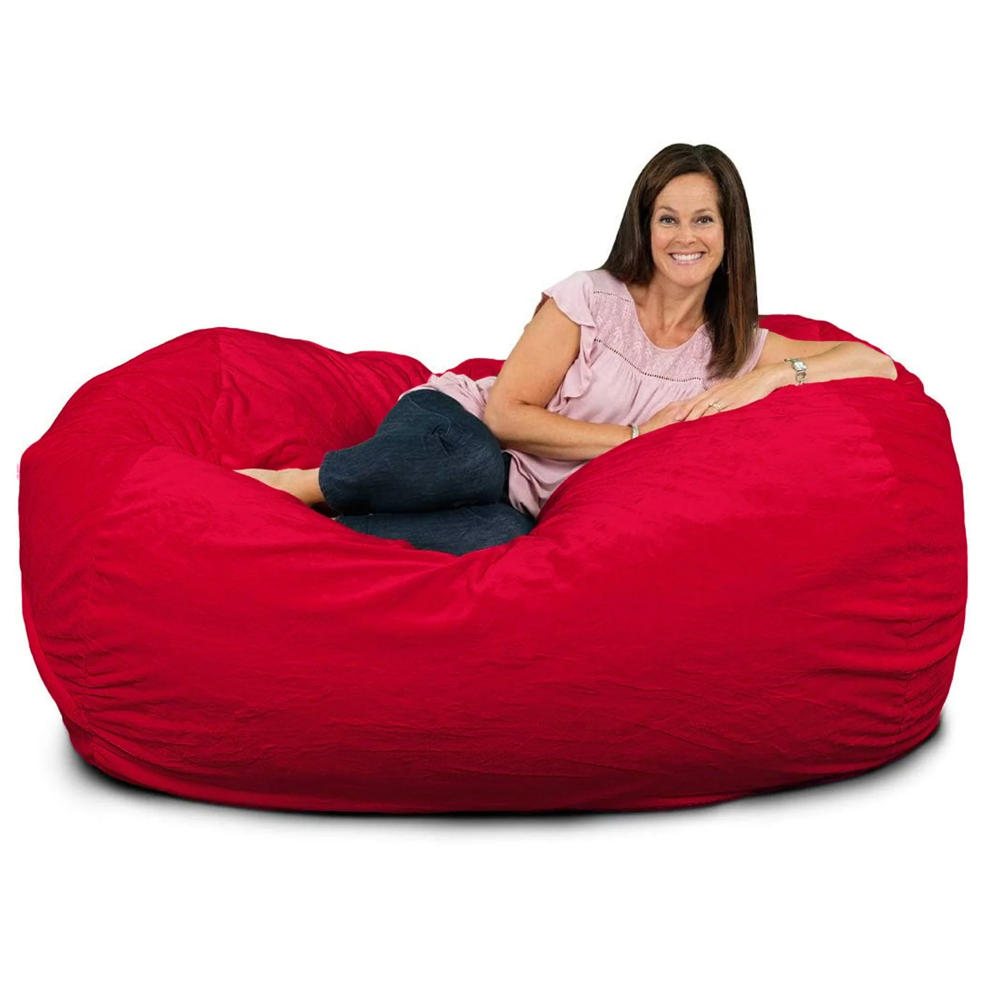 Ultimate Sack Lounger Bean Bag Chair Oversized Indoor Comfy Loveseat, Red Fur