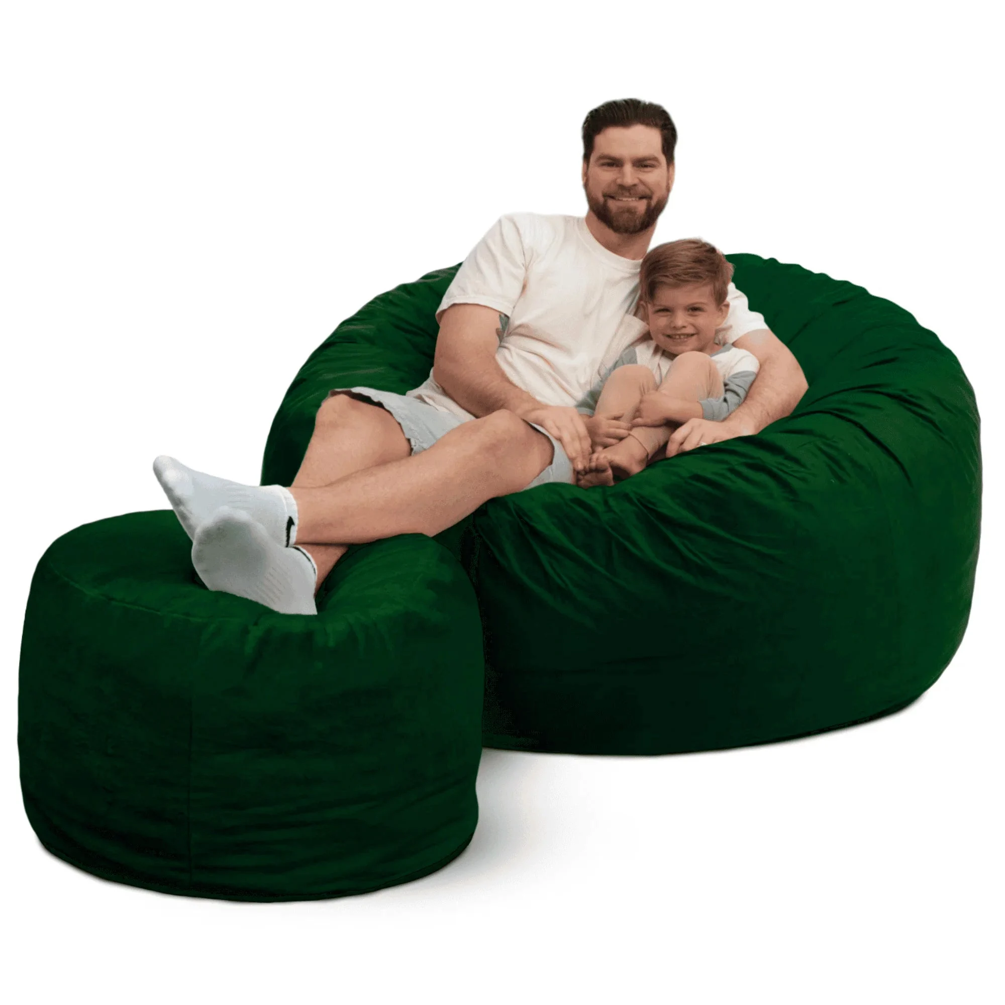 Ultimate Sack 5ft Bean Bag Chair and Footstool, Oversized Lounger, Hunter Suede
