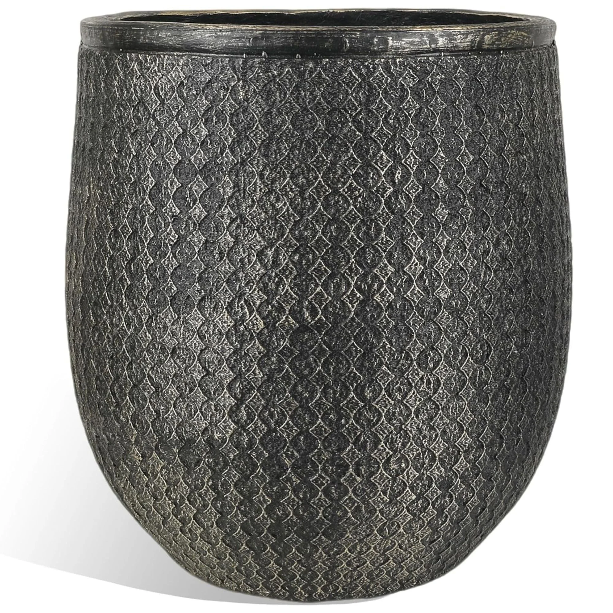 Worth 14.5" Round Planter, Lightweight Magnesium Oxide Cement Plant Pot, Black