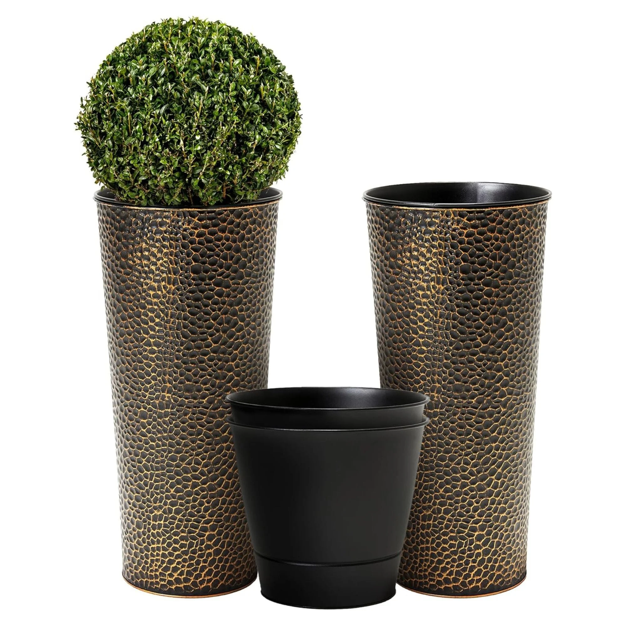 Worth 2 Pack 25" Metal Planter with Inside Pot for Indoors or Outdoors, Bronze