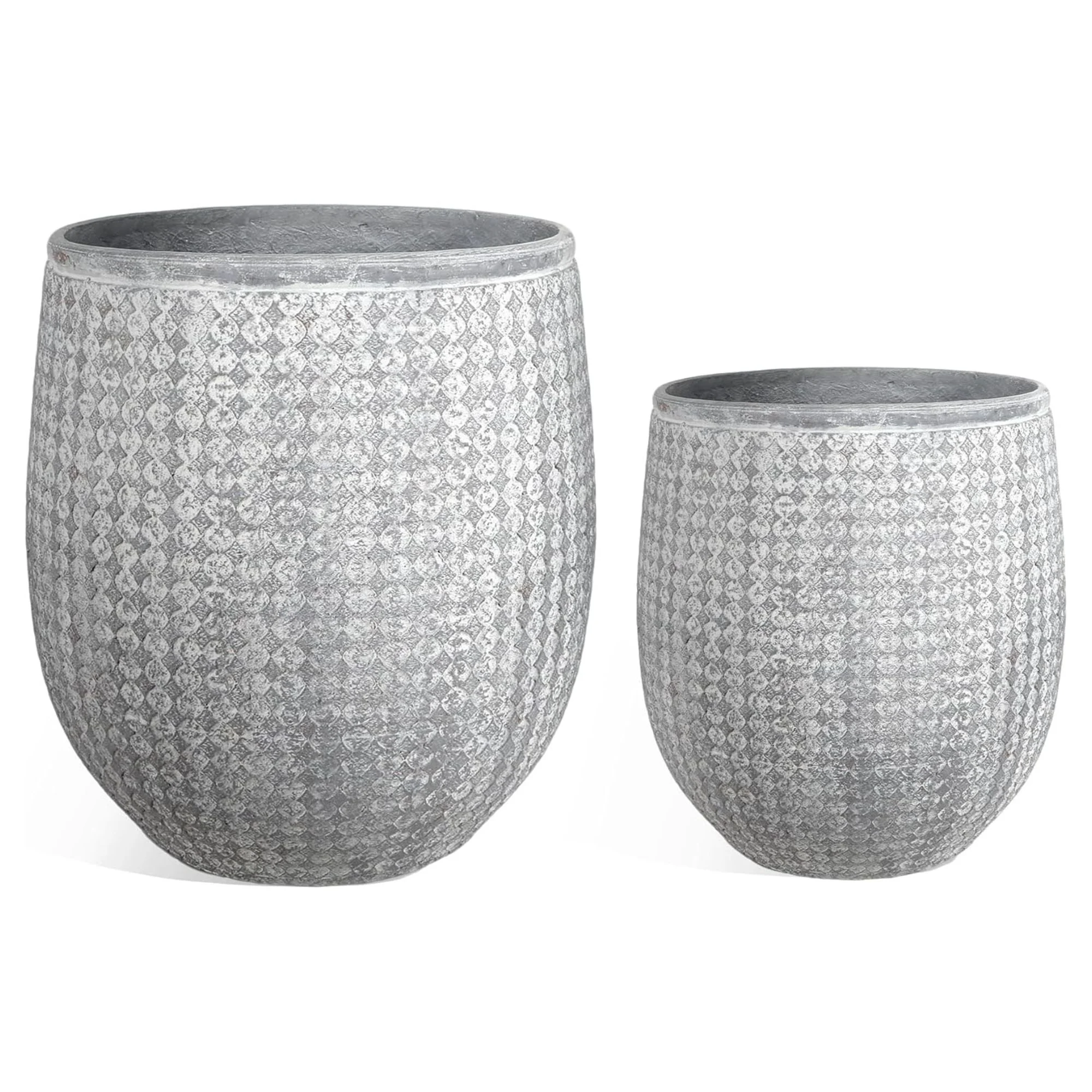 Worth 12" and 14.5" Round Planters, Magnesium Oxide Cement Plant Pots, Grey