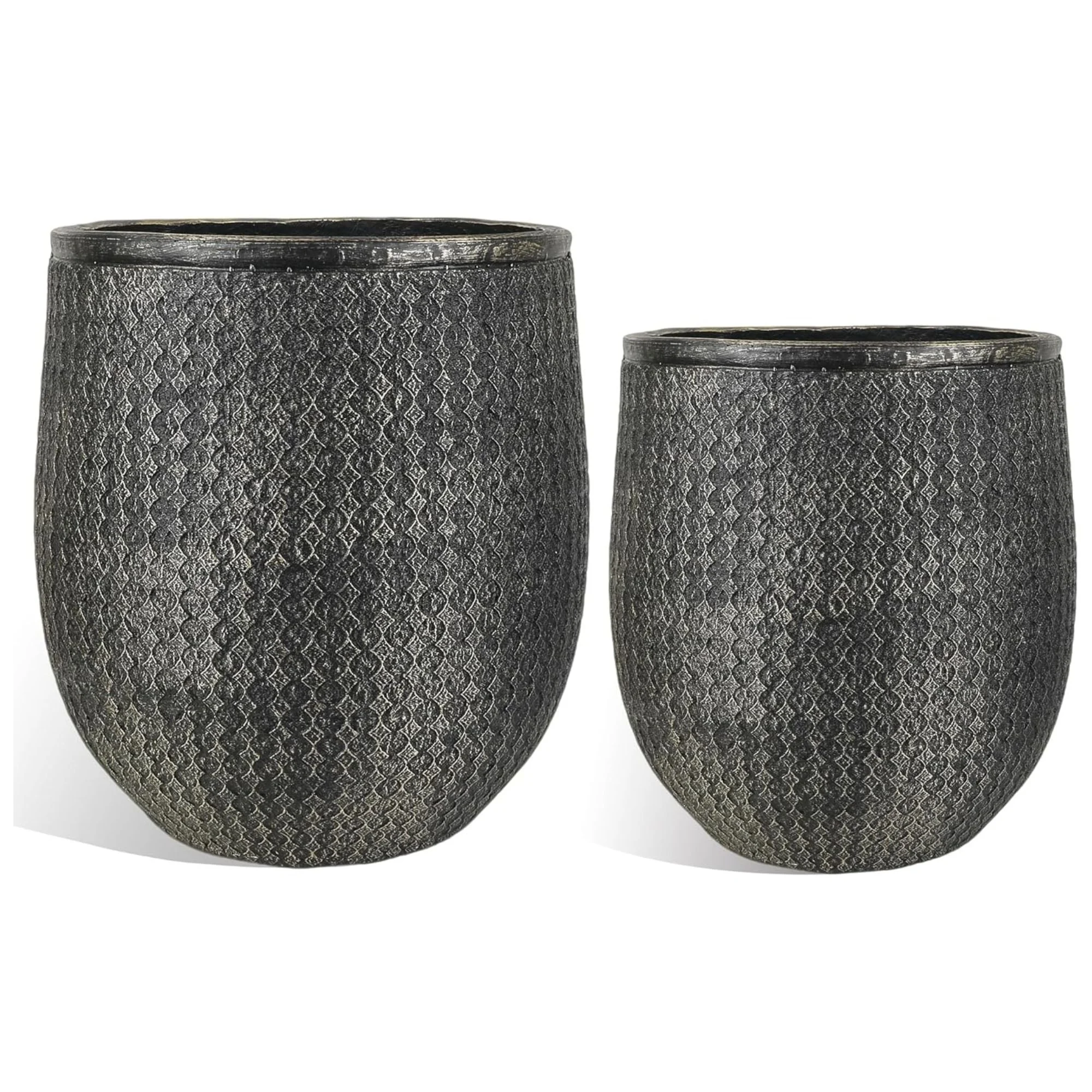 Worth 12" Round Planter, Lightweight Magnesium Oxide Cement Plant Pot, Grey