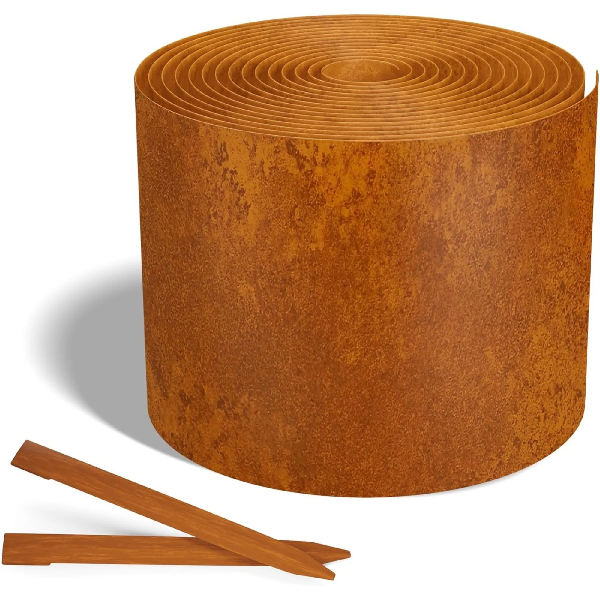 Worth Galvanized Steel Landscape Edging Roll with 8 Stakes, 4.5" x 25', Rust