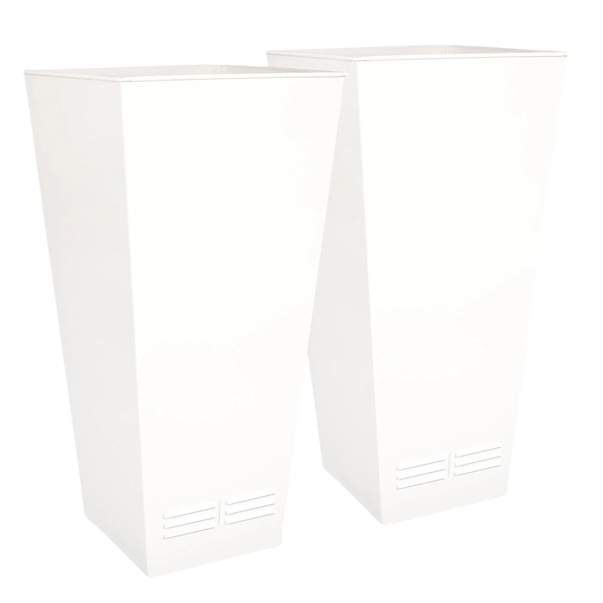 Worth 2 Pack 28" Tall Large Metal Planter, Tapered Steel Flower Pots, White