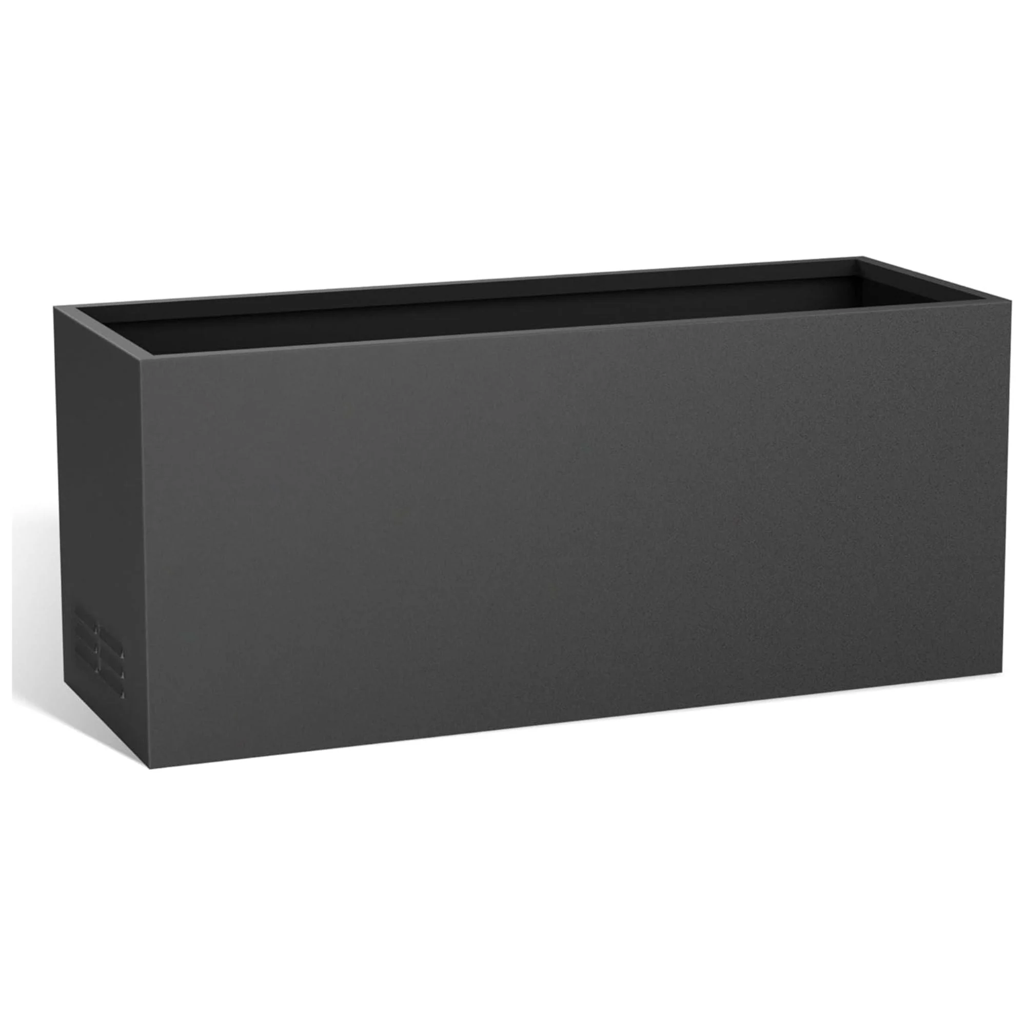 Worth Metal Planter Box with Insert Plate & Drain Holes, 30" Long, Matte Black