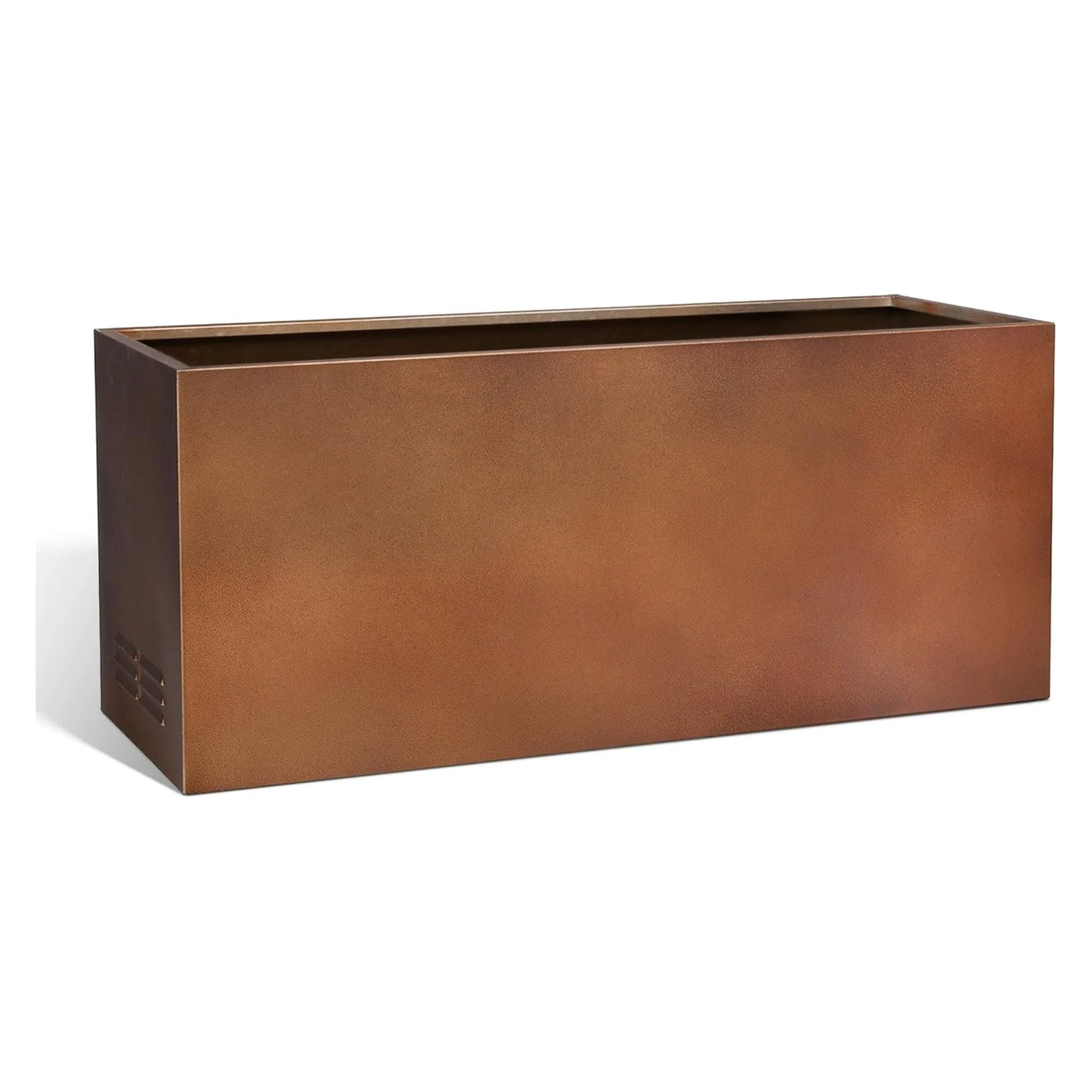 Worth Metal Planter Box with Insert Plate & Drain Holes, 30" Long, Matte Bronze