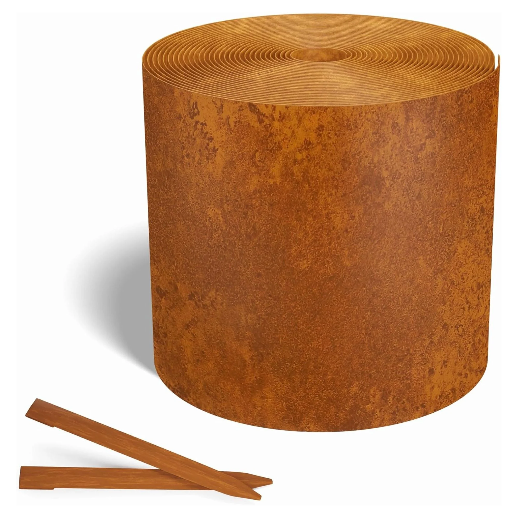 Worth Galvanized Steel Landscape Edging Roll with 16 Stakes, 10" x 50', Rust