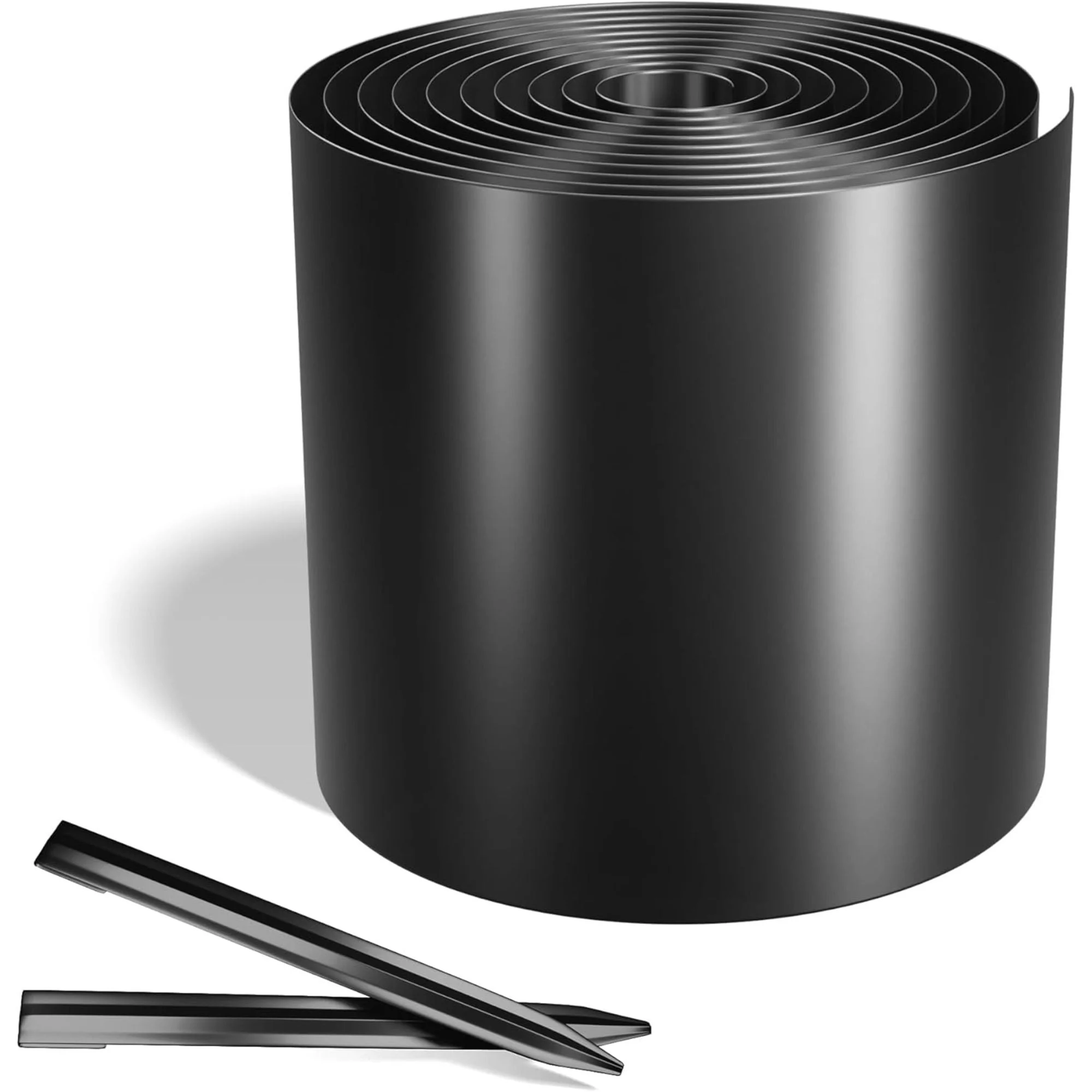 Worth Galvanized Steel Landscape Edging Roll with 8 Stakes, 10" x 25', Black