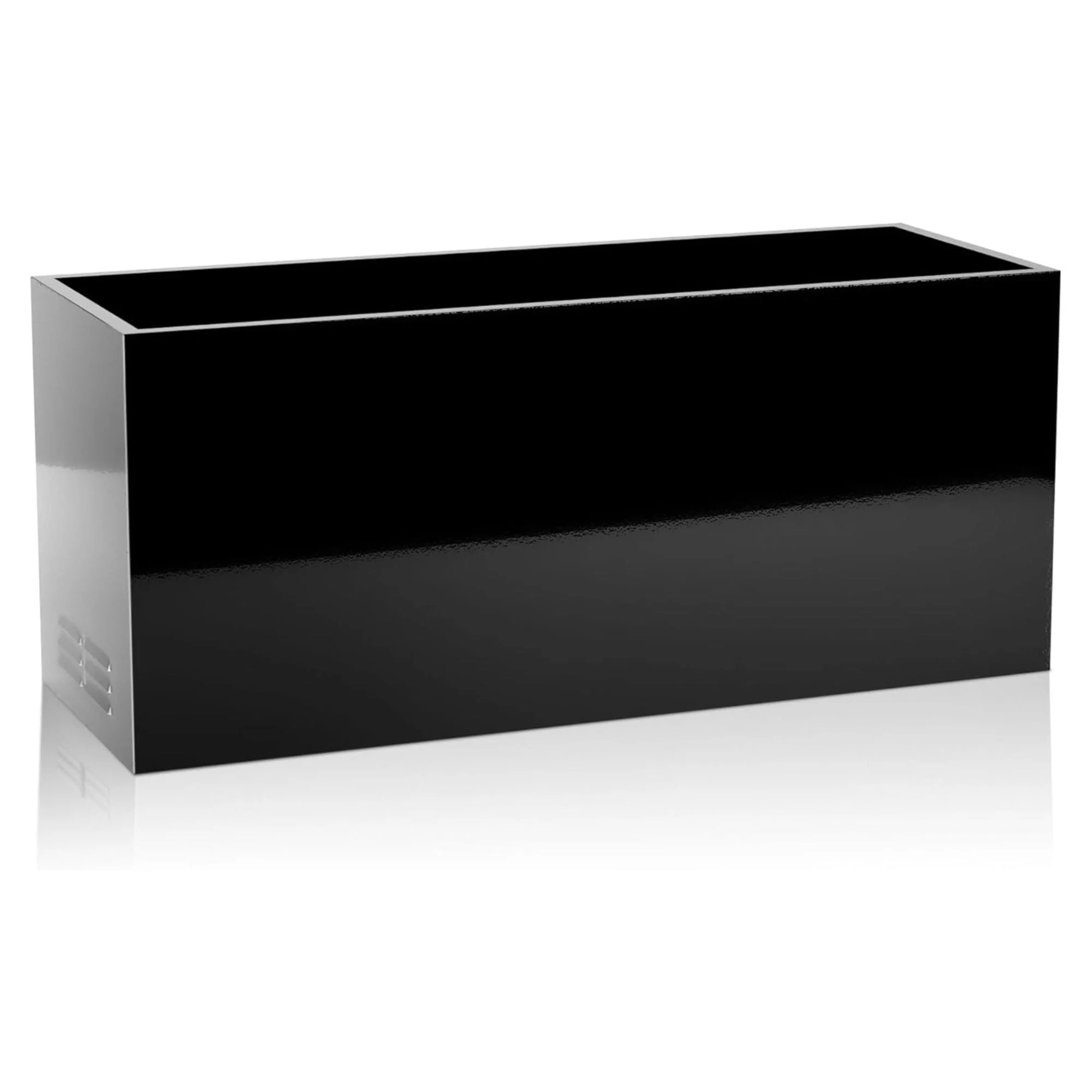 Worth Metal Planter Box with Insert Plate & Drain Holes, 30" Long, Glossy Black