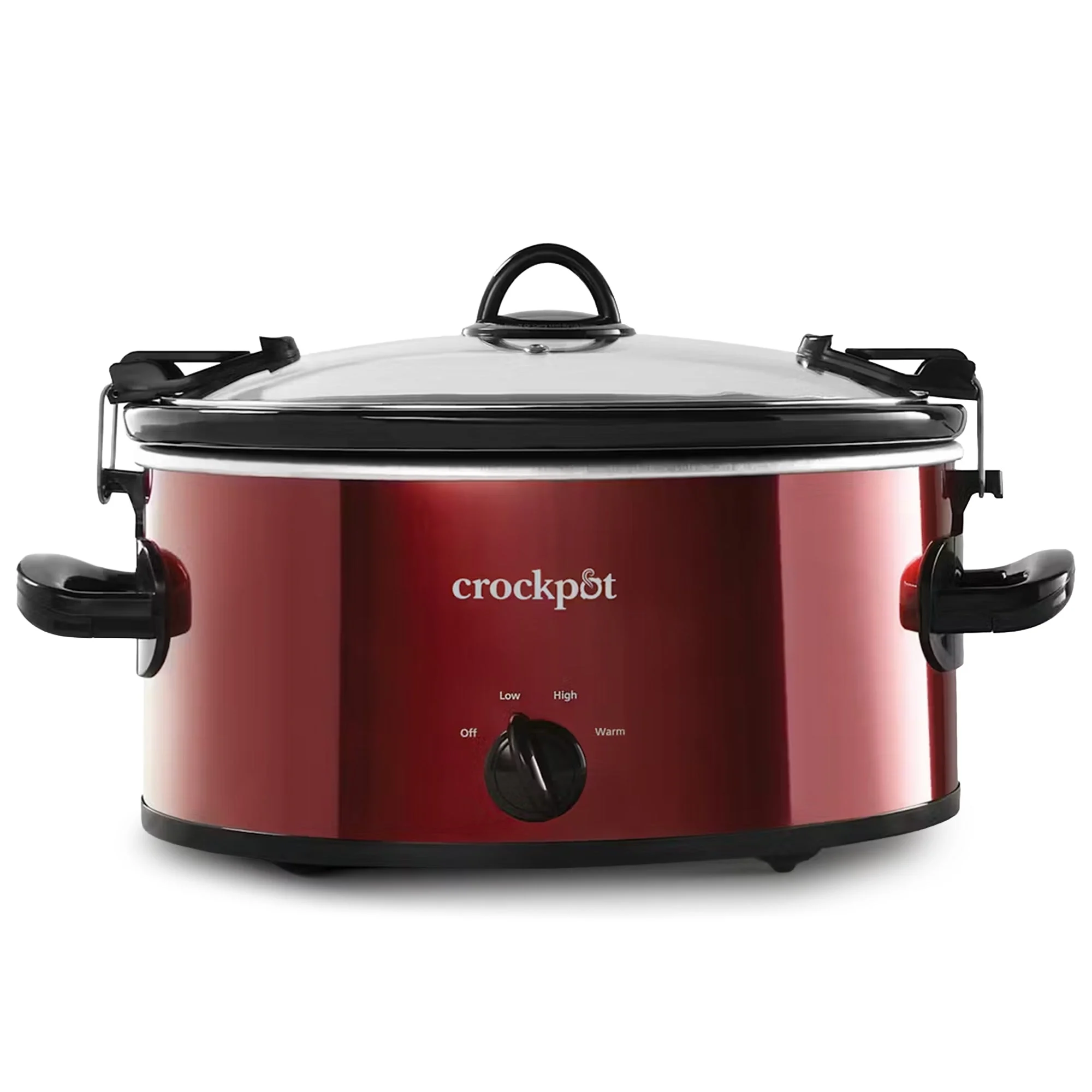 Crock-Pot Cook and Carry Manual Slow Cooker for Travel and Home, 6 Quarts, Red