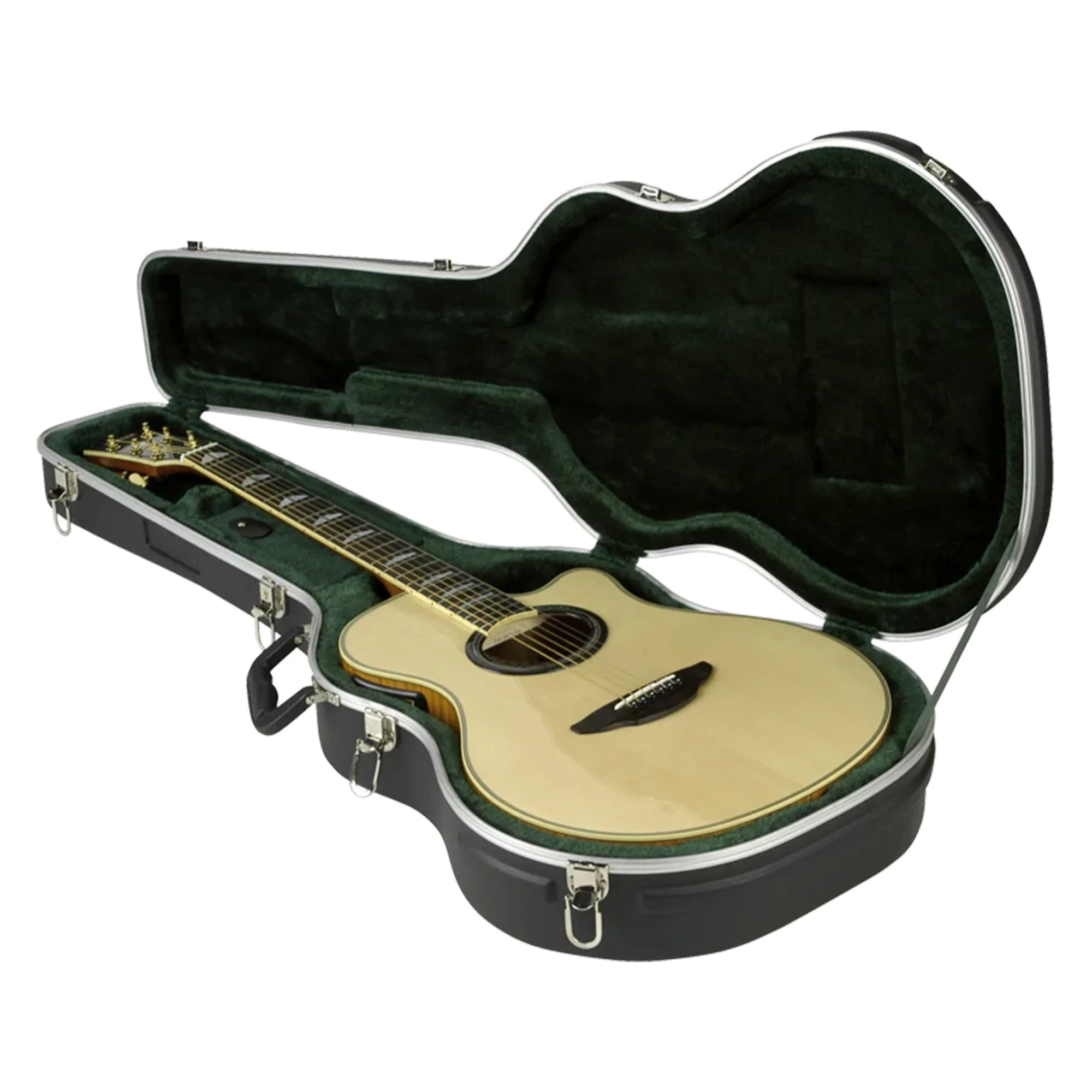 SKB Hardshell Travel Case for Thin-Line Acoustic or Electric Guitars, Black