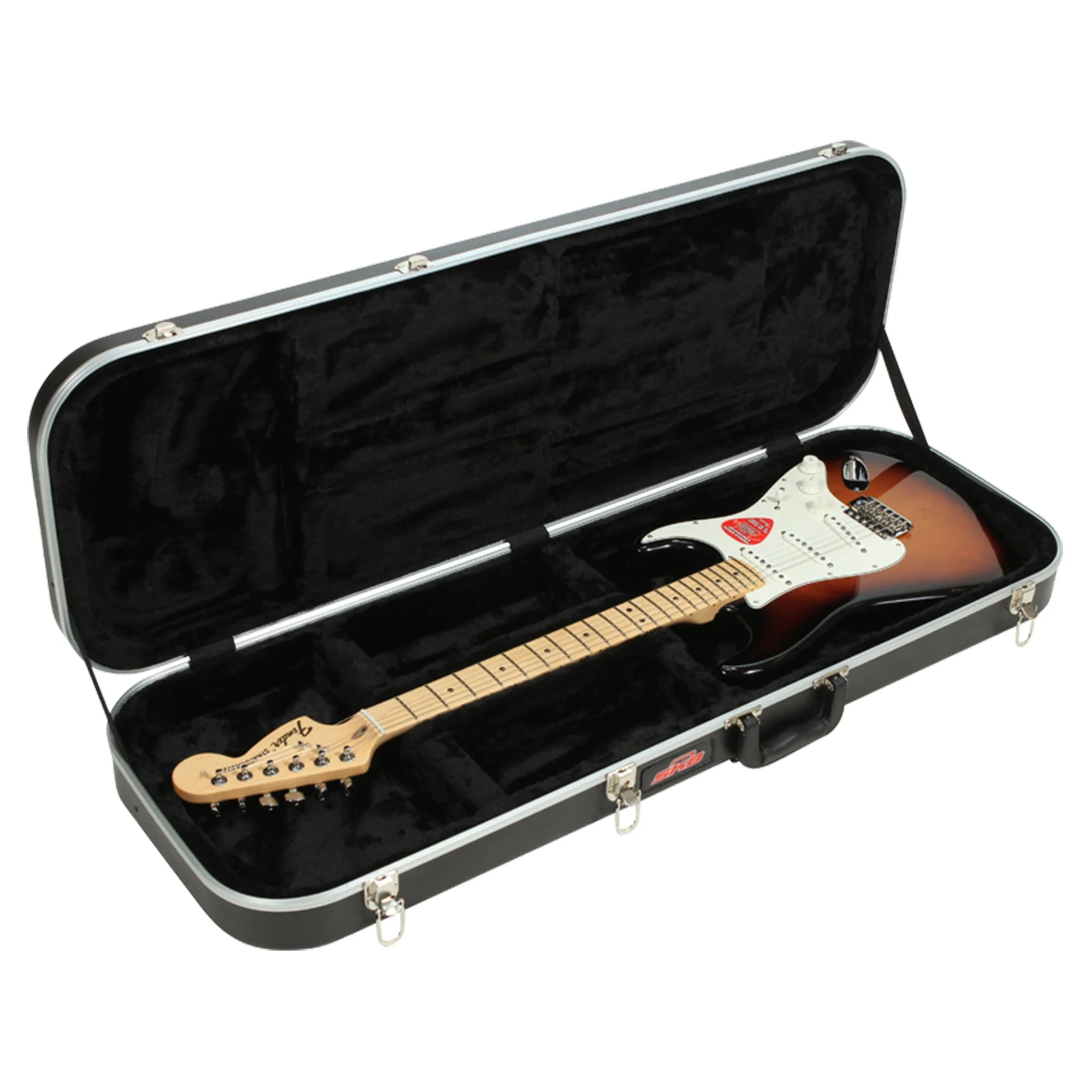 SKB Hardshell Rectangular Travel Case for Electric Guitars with Latches, Black