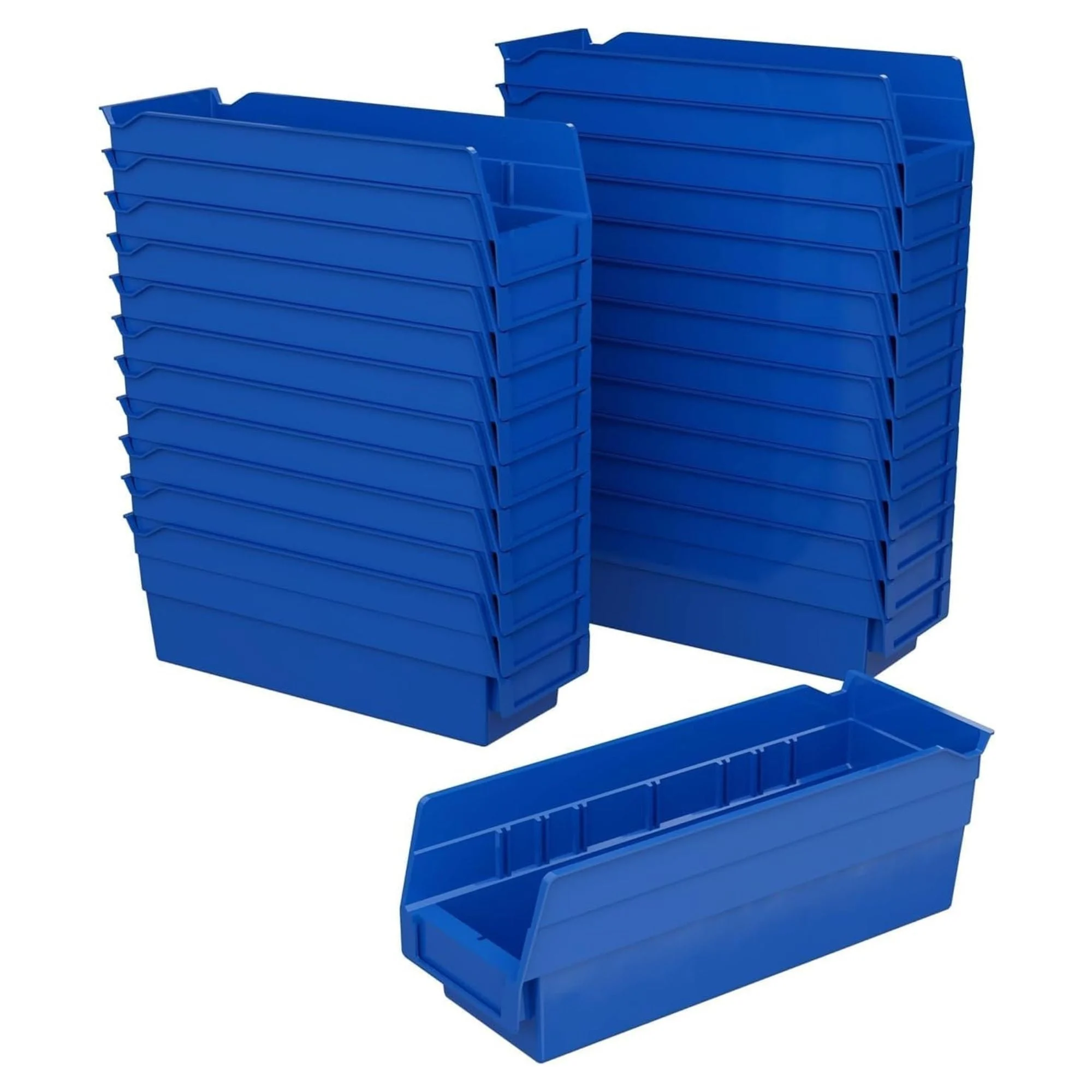 Akro-Mils 24 Pack Plastic Storage Shelf Bins, Space-Saving Organizers, Blue