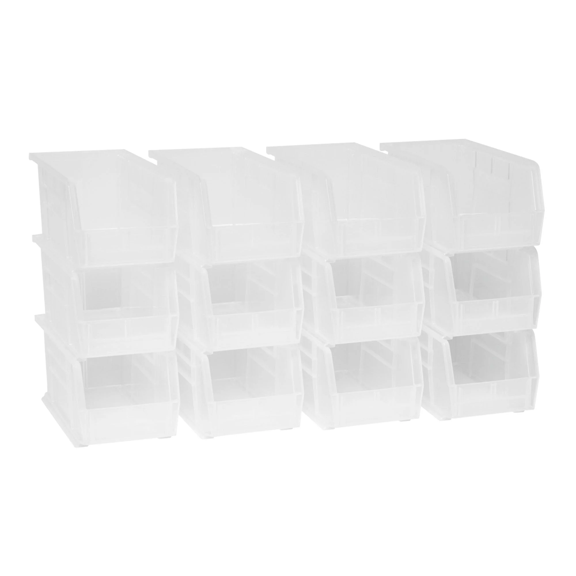 Akro-Mils 12 Pack AkroBins Plastic Storage Bins, Space-Saving Organizers, Clear