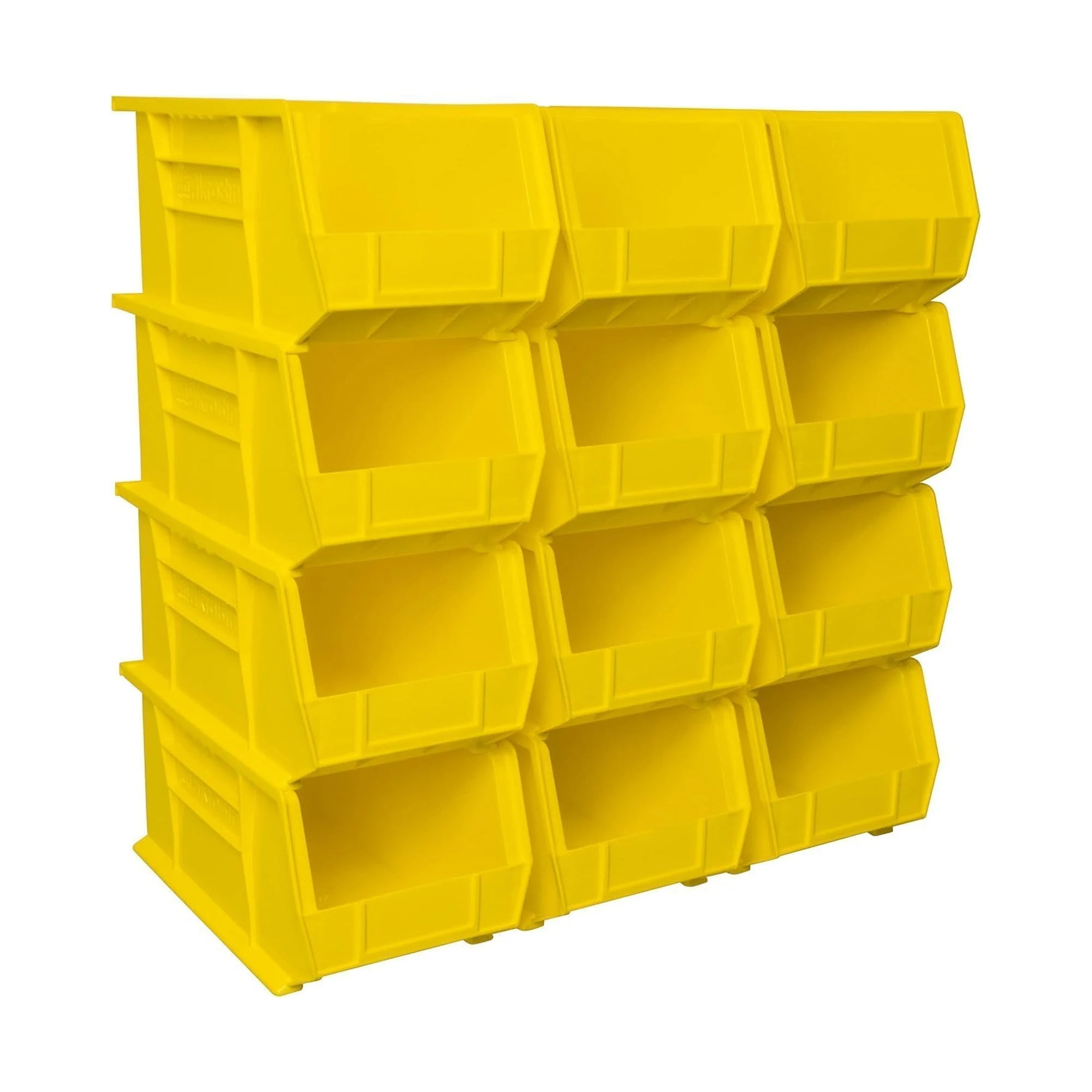 Akro-Mils 12 Pack AkroBins Plastic Storage Bins, Space-Saving Organizers, Yellow