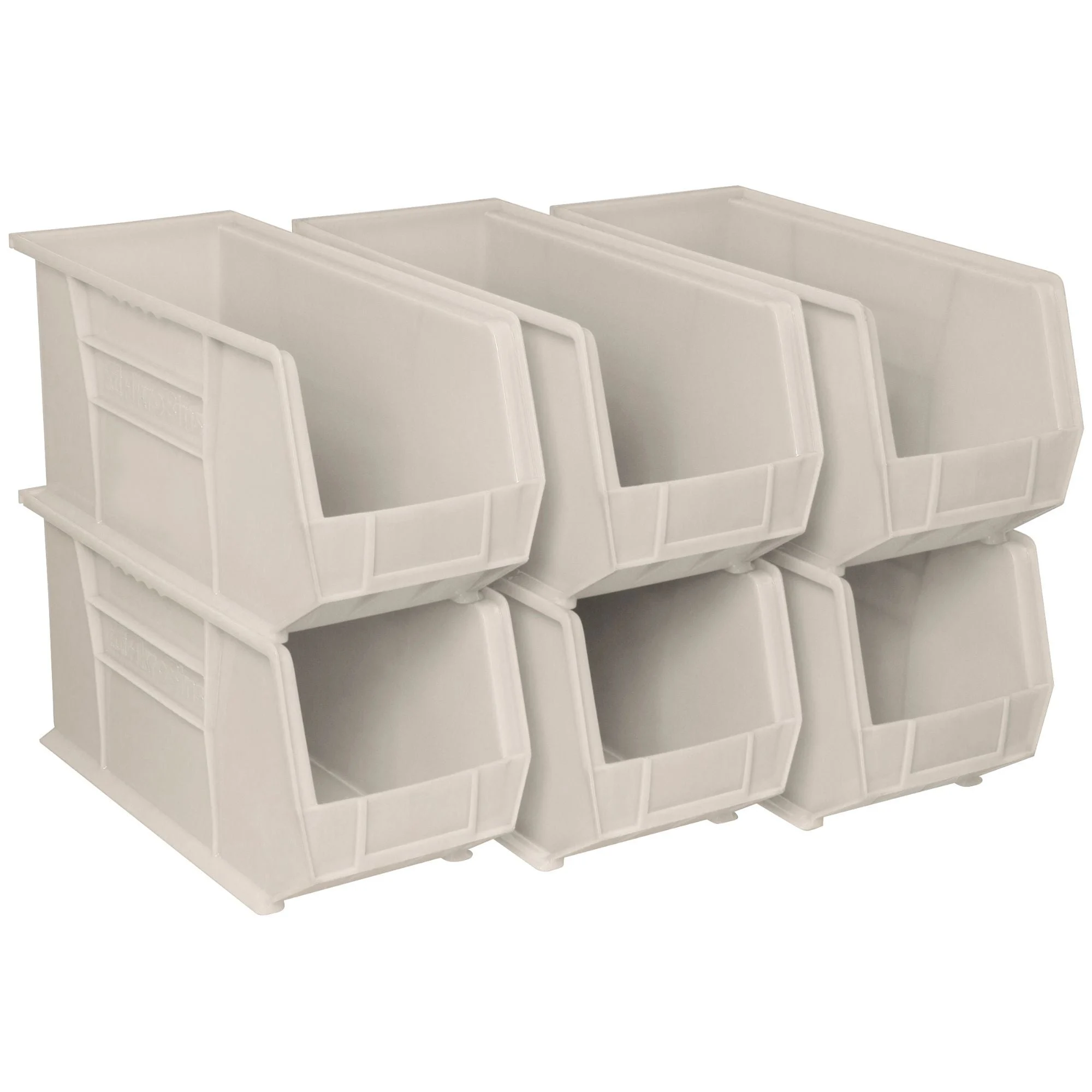 Akro-Mils 6 Pack AkroBins Plastic Storage Bins, Space-Saving Organizers, Stone