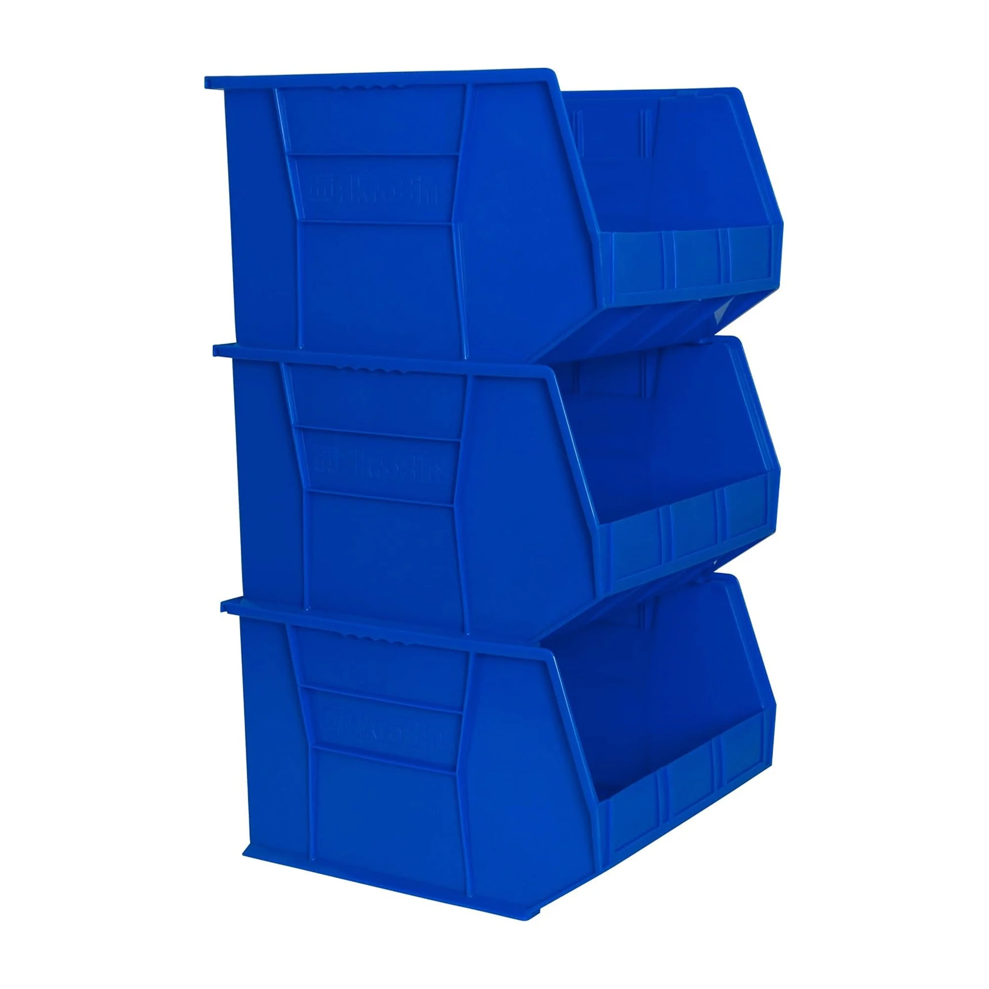 Akro-Mils 3 Pack AkroBins Plastic Storage Bins, Space-Saving Organizers, Blue