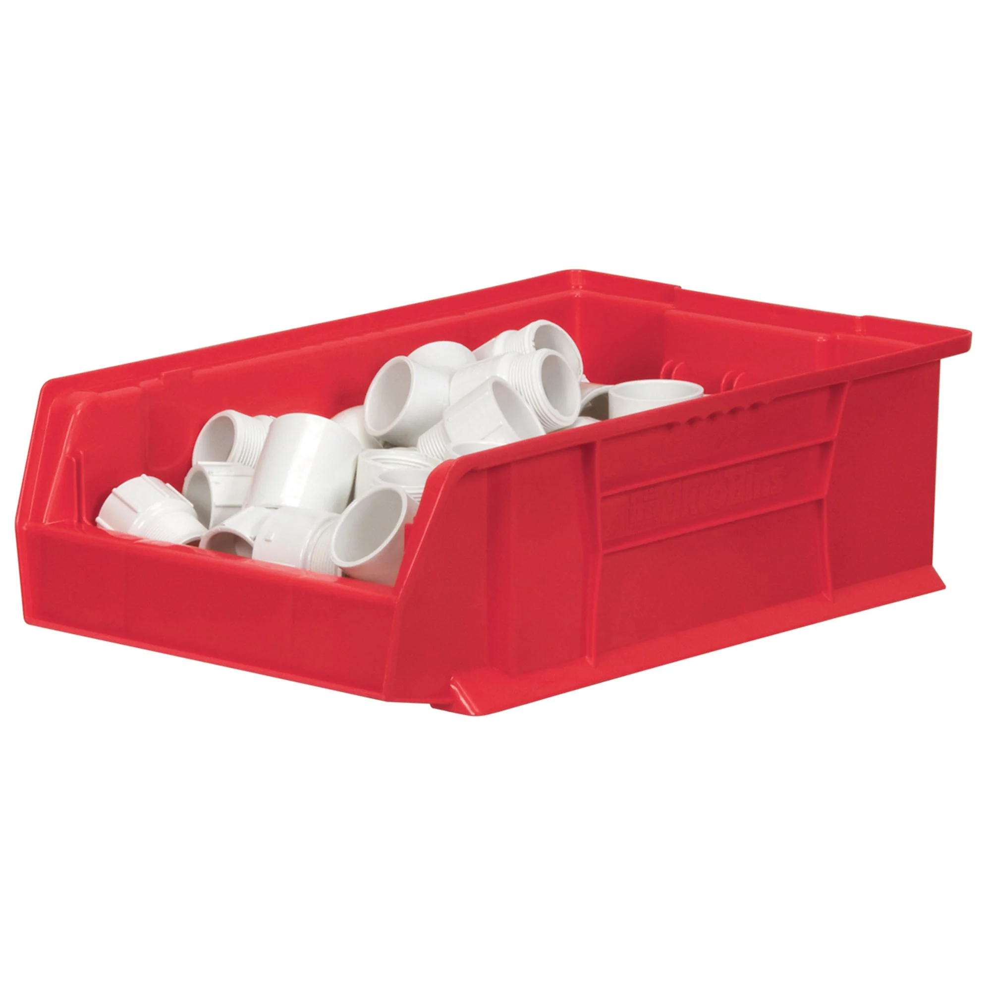 Akro-Mils 4 Pack AkroBins Plastic Storage Bins, Space-Saving Organizers, Red