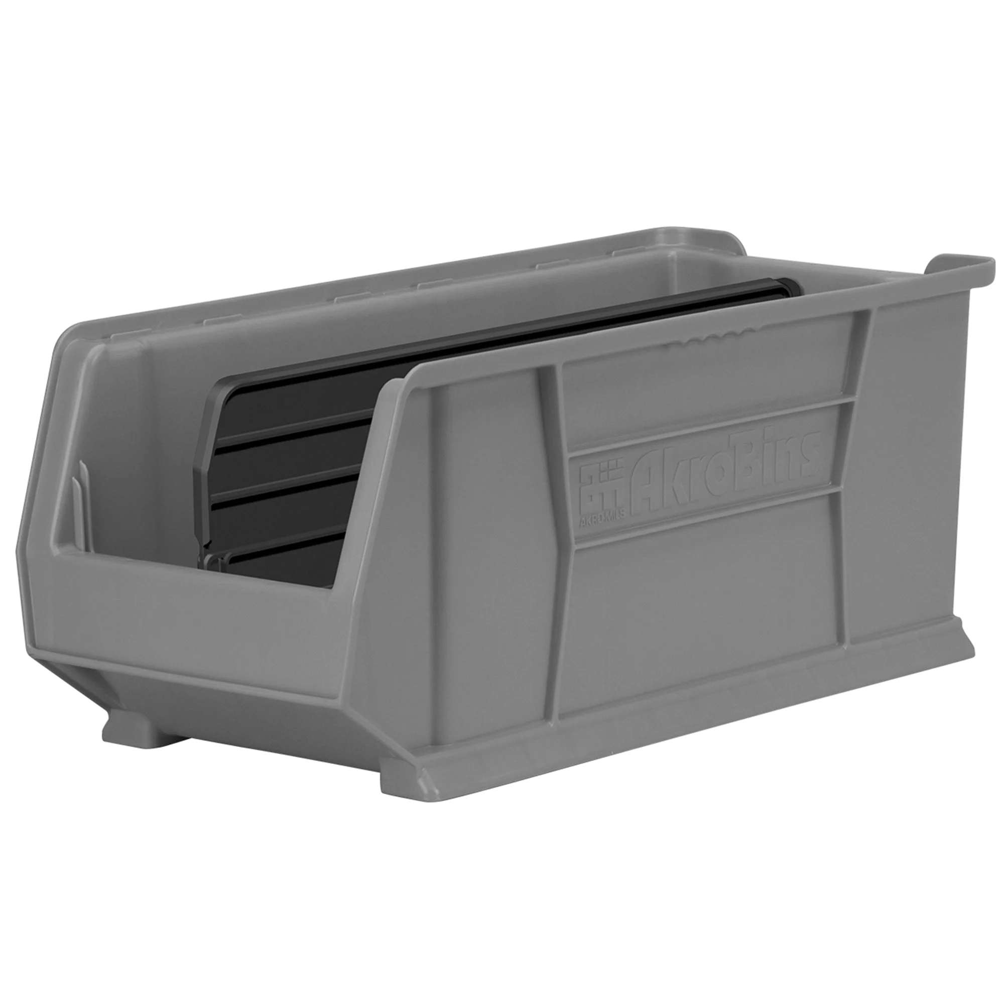 Akro-Mils 4 Pack AkroBins Plastic Storage Bins, Space-Saving Organizers, Grey