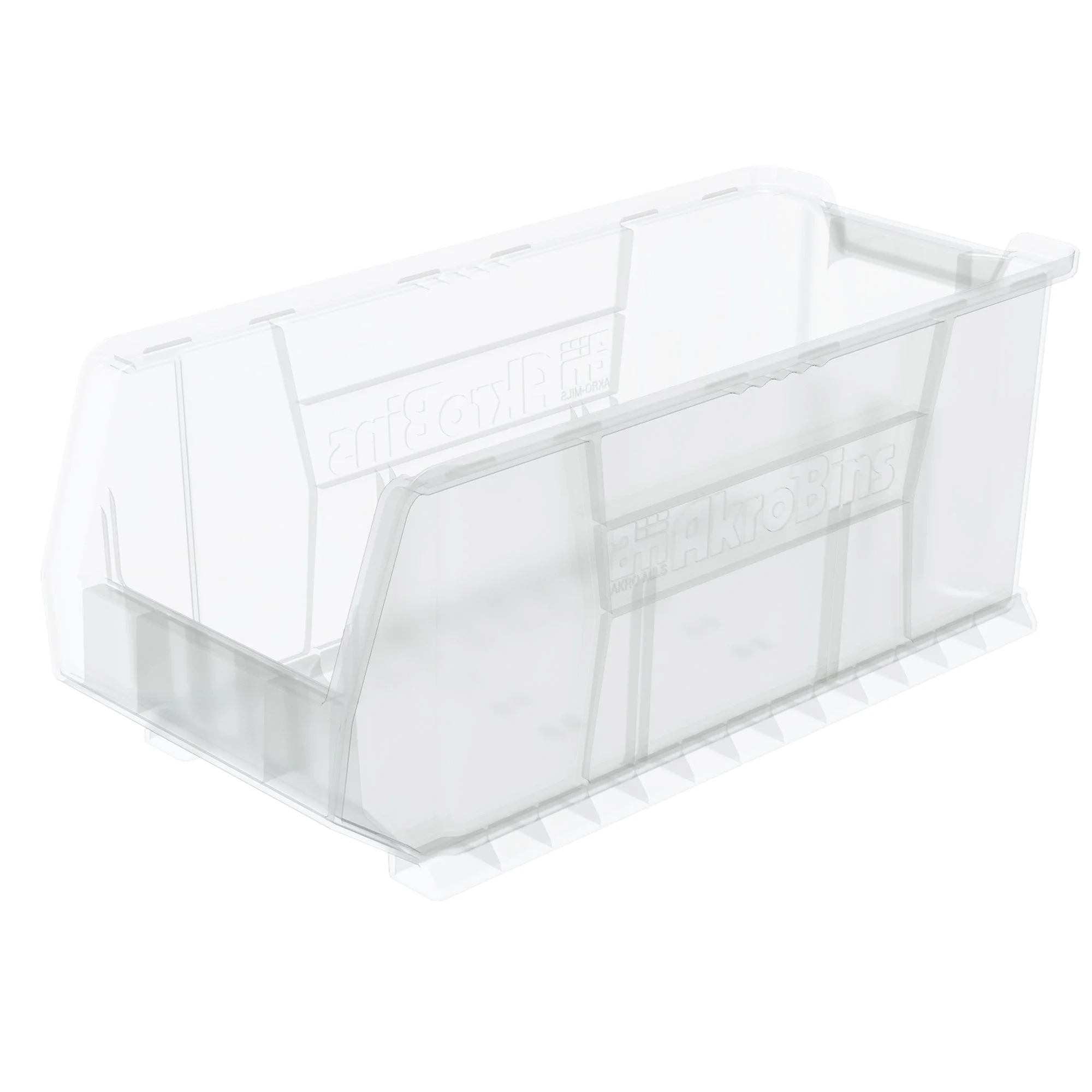 Akro-Mils 4 Pack AkroBins Plastic Storage Bins, Space-Saving Organizers, Clear