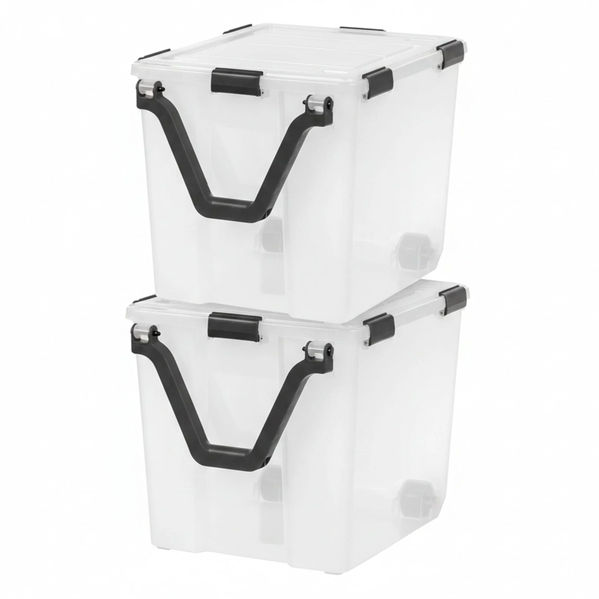 IRIS USA 6 Pack 106 Quart WEATHERPRO Wheeled Plastic Storage Bin with Secure Lid