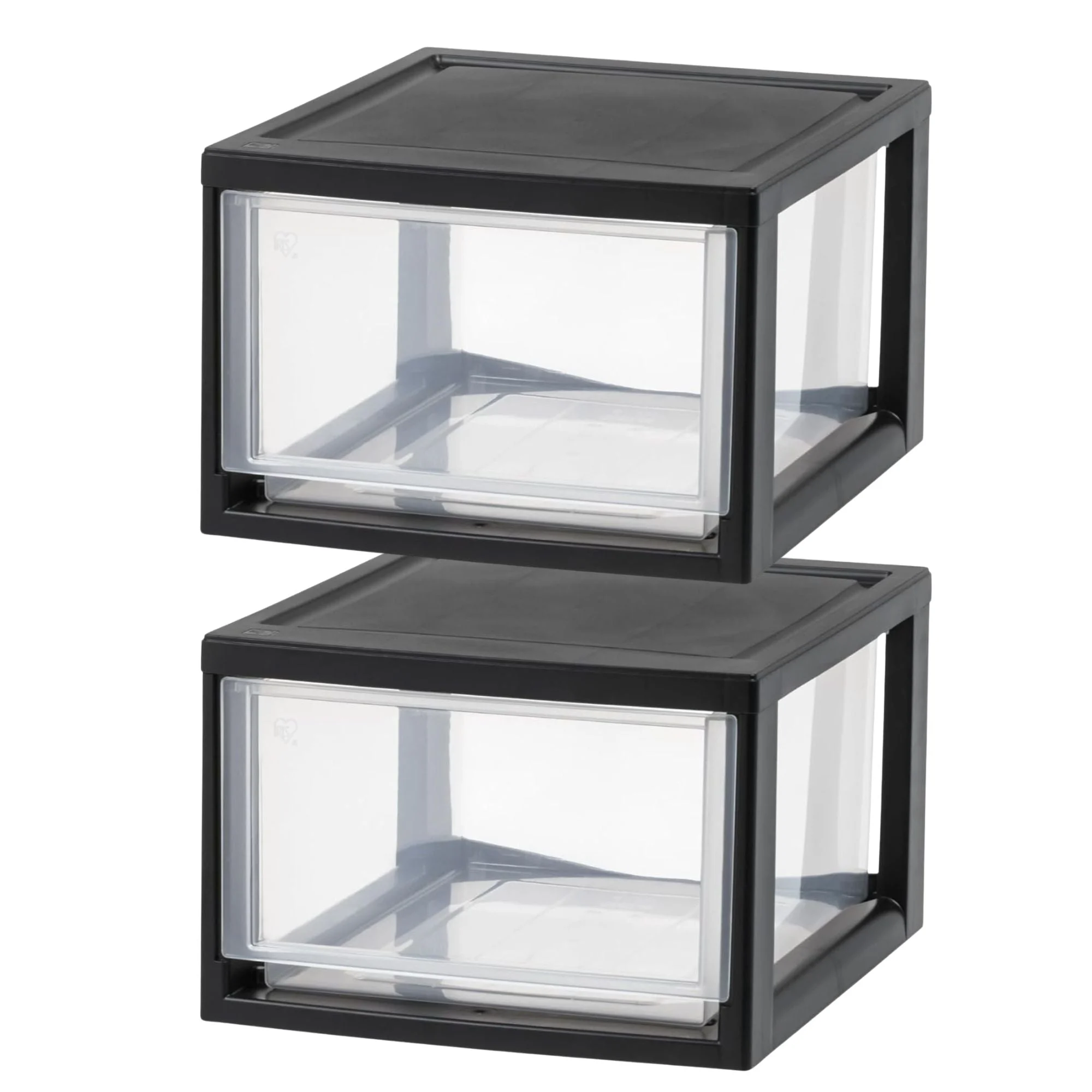 IRIS USA 6 Pack Plastic Drawer Storage Organizer, Stackable Unit, 14.5 Qt, Black