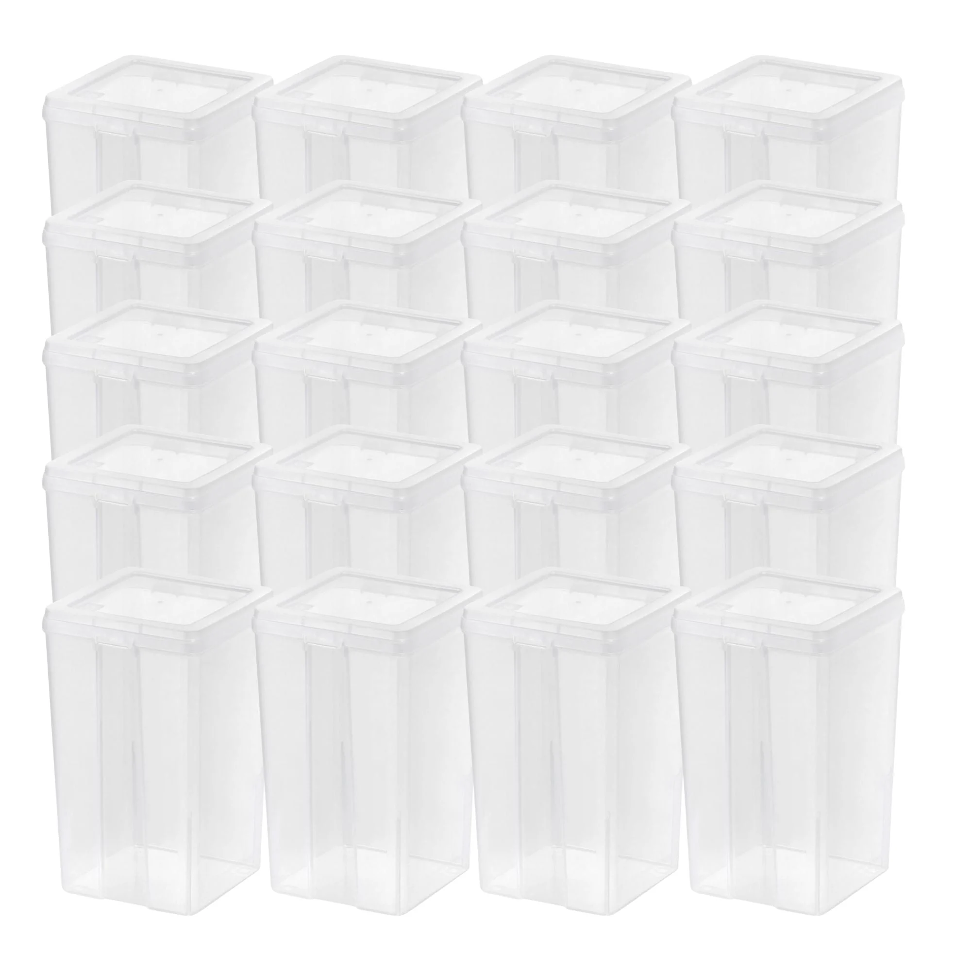IRIS USA 20 Pack Vertical Flip Top Storage Container, Plastic Bins with Lids
