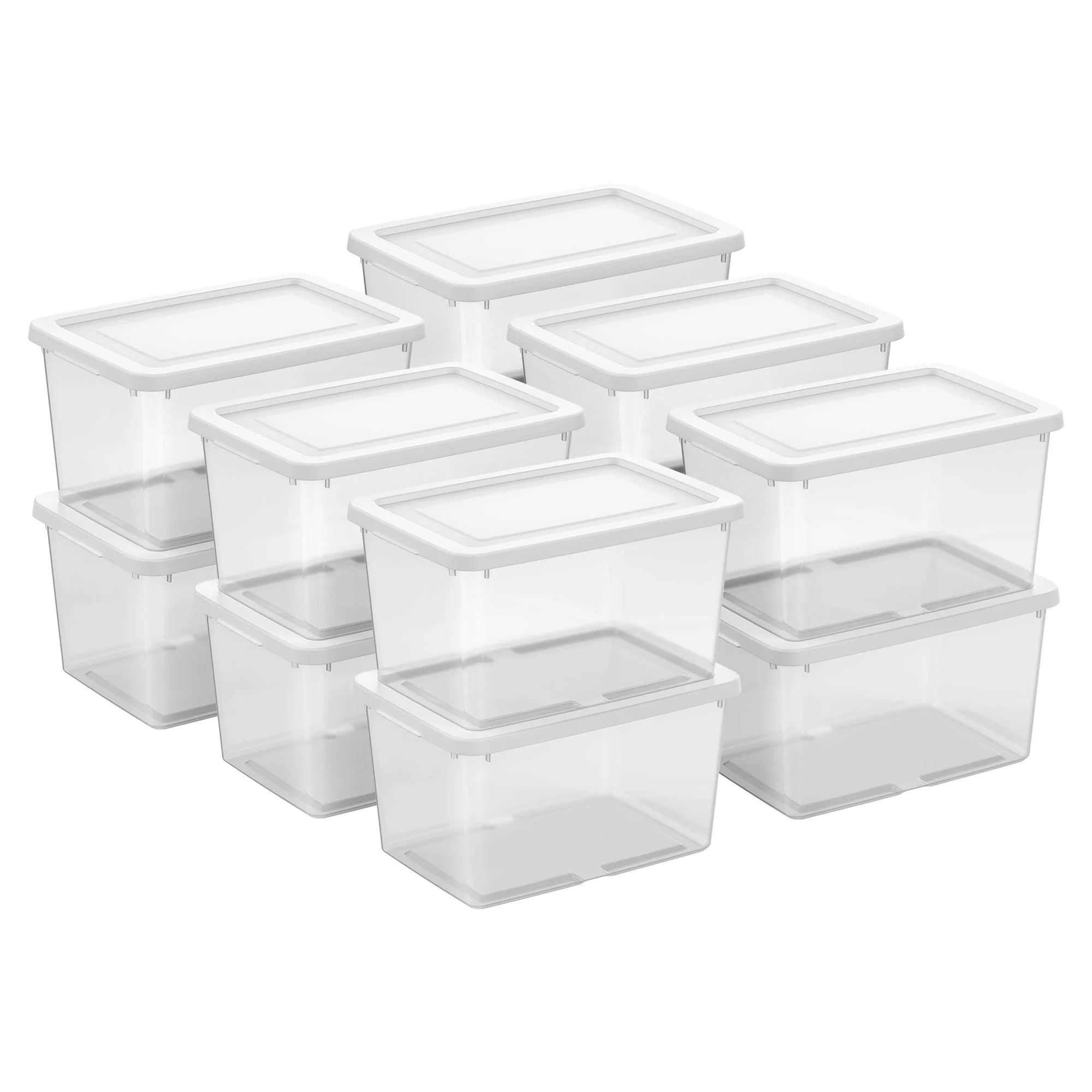 Sterilite 20 Qt Storage Boxes, Clear Plastic Containers w/ Lid, Set of 12, White