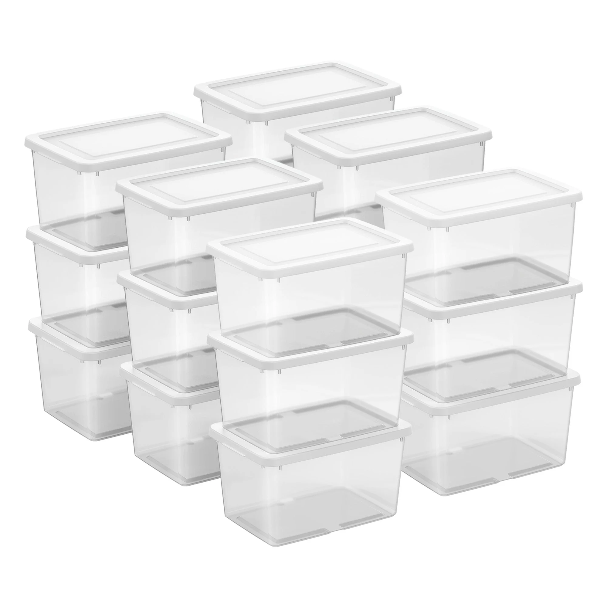 Sterilite 20 Qt Storage Boxes, Clear Plastic Containers w/ Lid, Set of 18, White